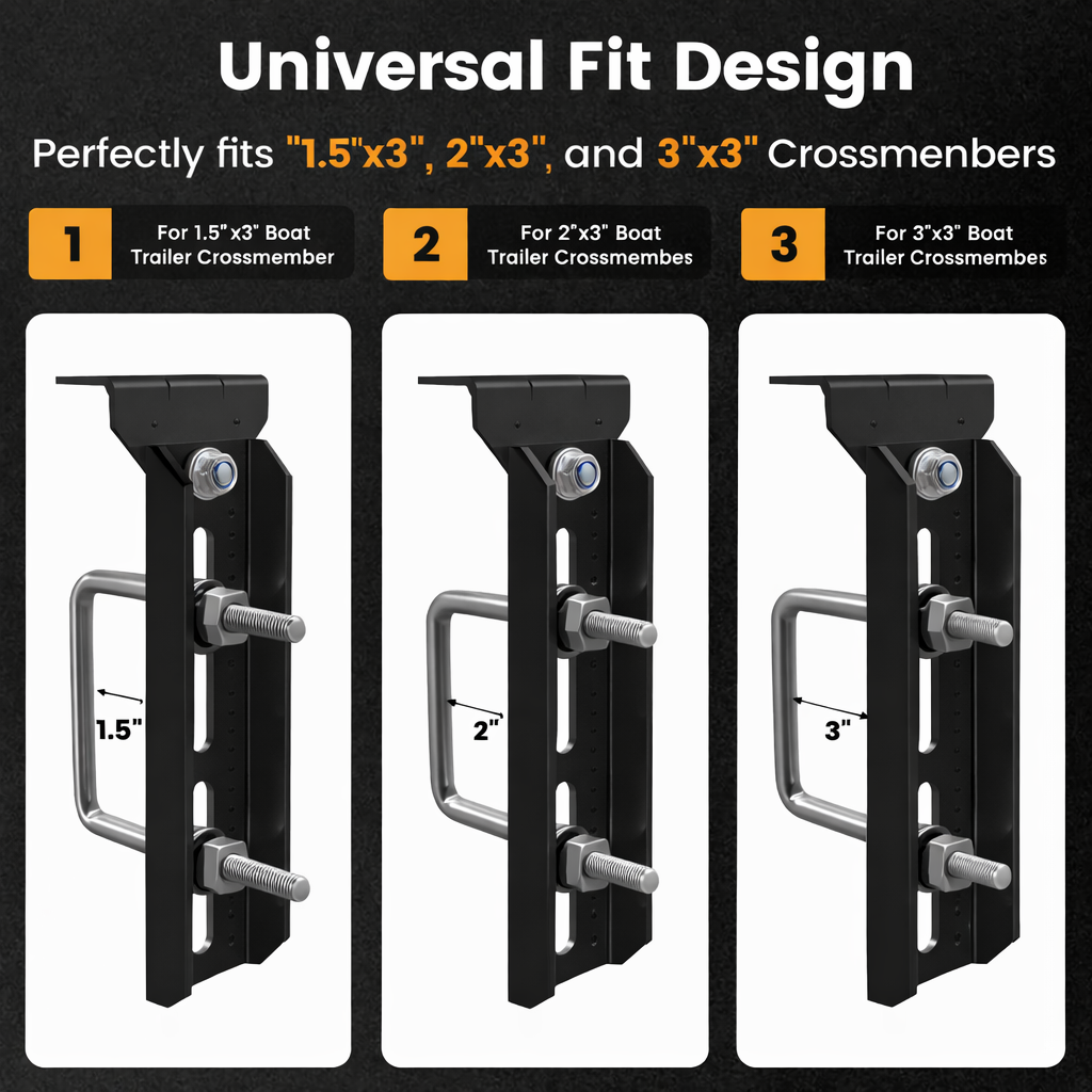 Wellmax 10" Heavy Duty Boat Trailer Bunk Brackets, 4-Pack | Galvanized Steel with E-Coating & Dacromet Hardware | Swivel Top | Fits 3x3, 2x3, 1.5x3 Crossmembers | For Deep-V Hulls & 2x6 Bunk Boards