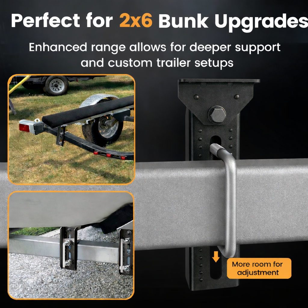 Wellmax 10" Heavy Duty Boat Trailer Bunk Brackets, 4-Pack | Galvanized Steel with E-Coating & Dacromet Hardware | Swivel Top | Fits 3x3, 2x3, 1.5x3 Crossmembers | For Deep-V Hulls & 2x6 Bunk Boards