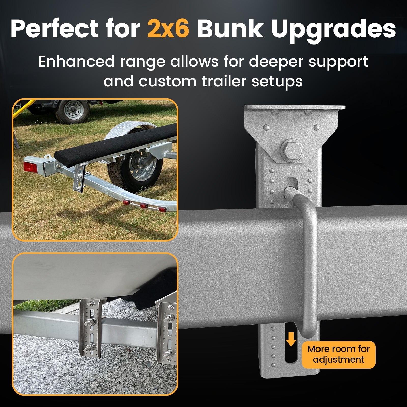 Wellmax 10" Heavy Duty Boat Trailer Bunk Brackets – Dacromet Coated Swivel Top, 4-Pack Kit