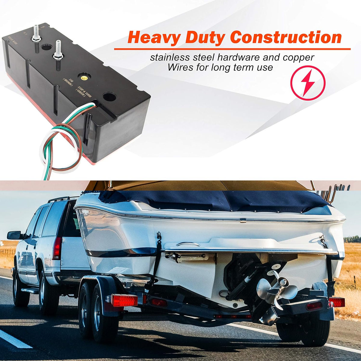 Wellmax LED Trailer Lights, Led Boat Trailer Lights Submersible, 12V Utility Marine Trailer Light Waterproof and DOT Approved