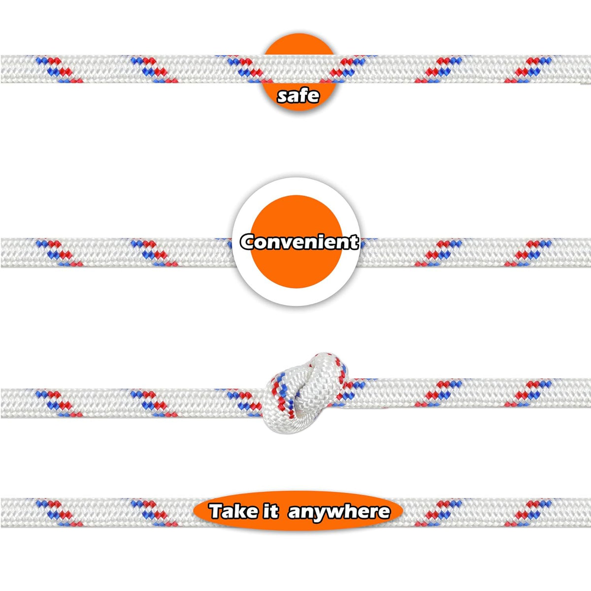 Wellmax Diamond Braid Nylon Rope – Extra Thick All Purpose Braided Flag Line Utility Line with Shock Absorption – UV Resistant, High Strength & Weather Resistant - 3/8" X 50FT