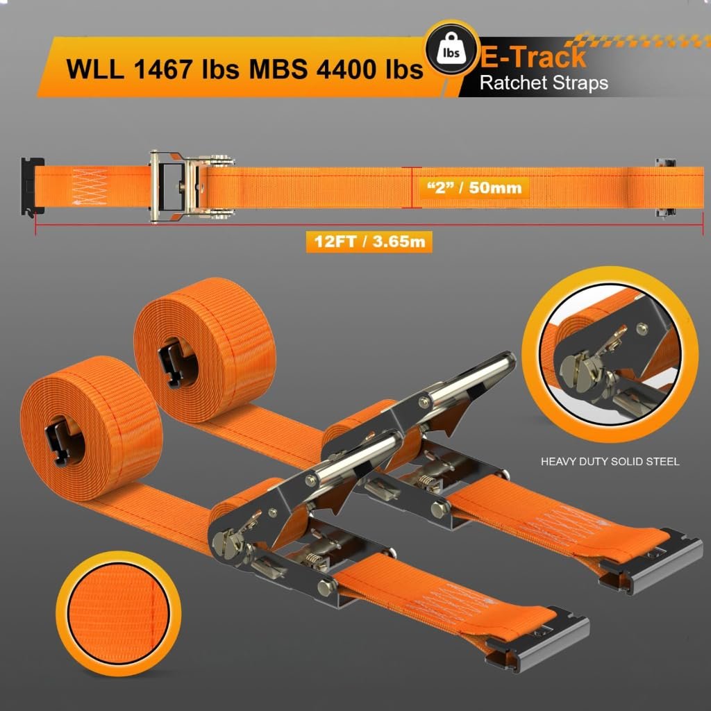 Wellmax 36PC E Track Rail Kit – Heavy Duty Rails, Ratchet Straps, O-Rings & Tie-Offs – E Track Accessories for Enclosed Trailers, Trucks, Vans & Cargo Tie Down Systems