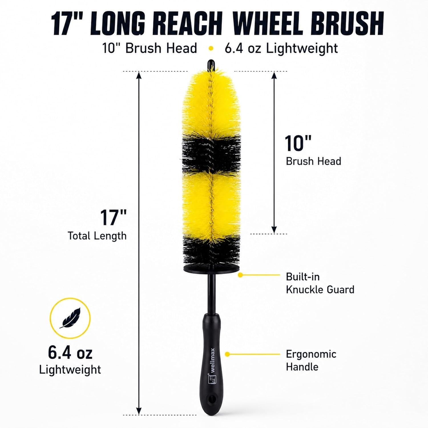Wellmax 17” Car Wheel Brush, Scratch-Free Rim Cleaning Brush