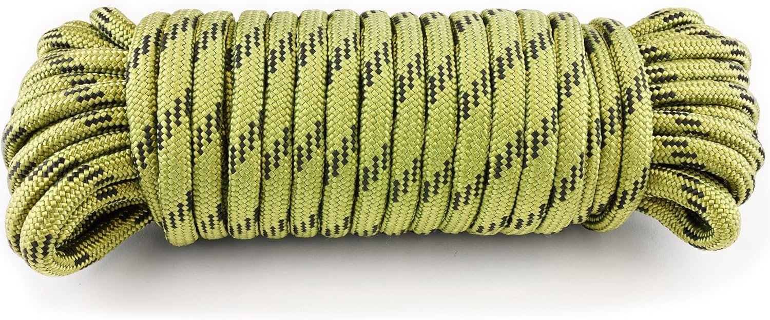 Wellmax Diamond Braid Nylon Rope – Extra Thick All Purpose Braided Flag Line Utility Line with Shock Absorption – UV Resistant, High Strength & Weather Resistant - 3/8" X 50FT