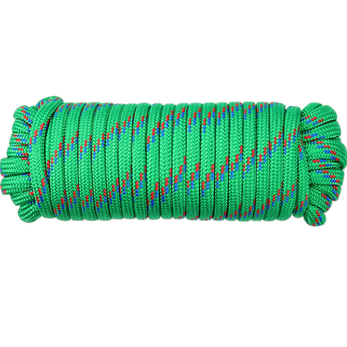 Wellmax Diamond Braid Nylon Rope – Extra Thick All Purpose Braided Flag Line Utility Line with Shock Absorption – UV Resistant, High Strength & Weather Resistant - 3/8" X 50FT