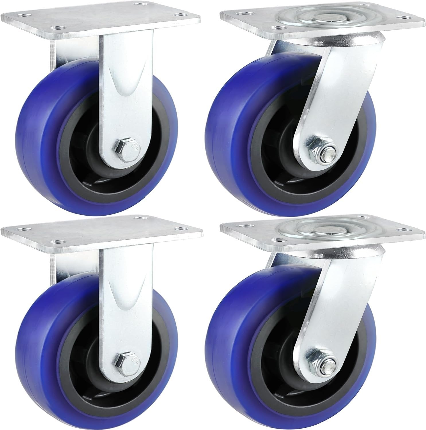 Wellmax 5" Replacement Wheels for 660lb/300kg Push Cart - Silent, Heavy Duty and Durable (Set of 4, Black)