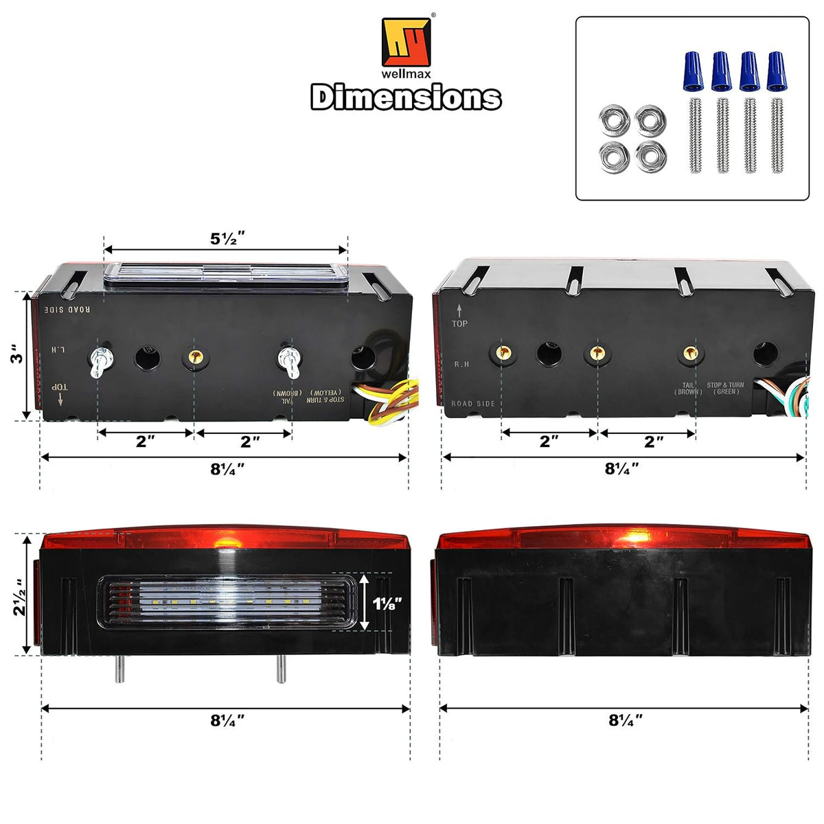 Wellmax LED Trailer Lights, Led Boat Trailer Lights Submersible, 12V Utility Marine Trailer Light Waterproof and DOT Approved