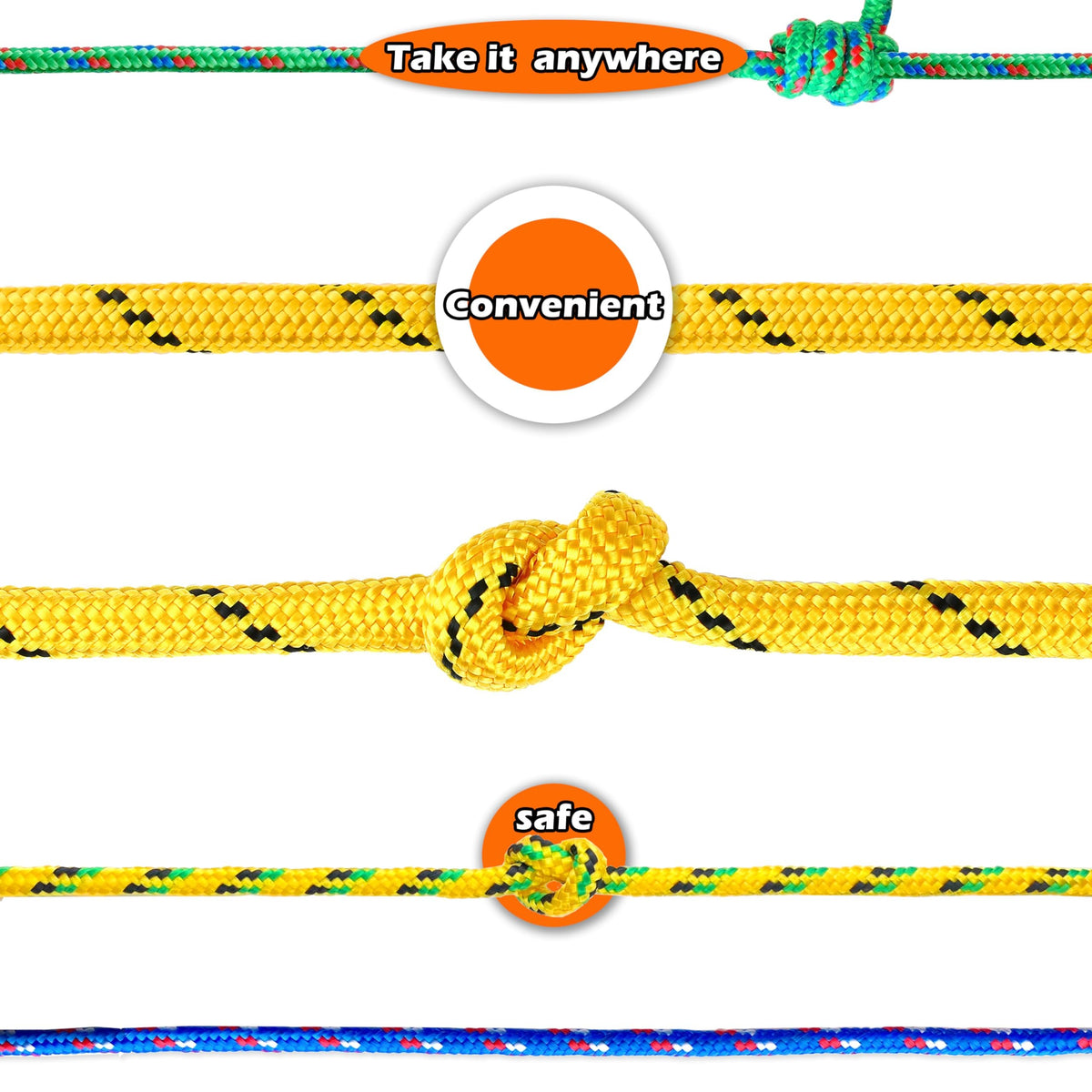 Wellmax Diamond Braid Nylon Rope – Extra Thick All Purpose Braided Flag Line Utility Line with Shock Absorption – UV Resistant, High Strength & Weather Resistant - 3/8" X 50FT