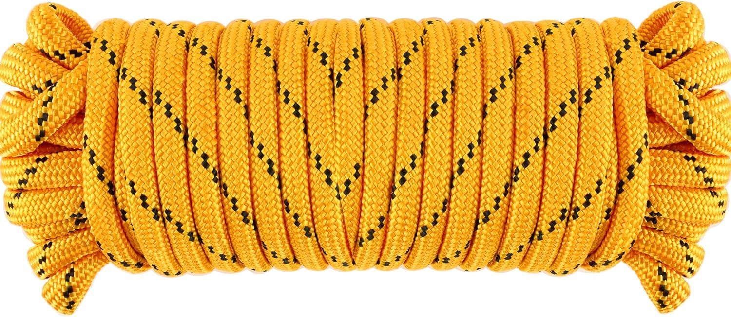 Wellmax Diamond Braid Nylon Rope – Extra Thick All Purpose Braided Flag Line Utility Line with Shock Absorption – UV Resistant, High Strength & Weather Resistant - 3/8" X 50FT