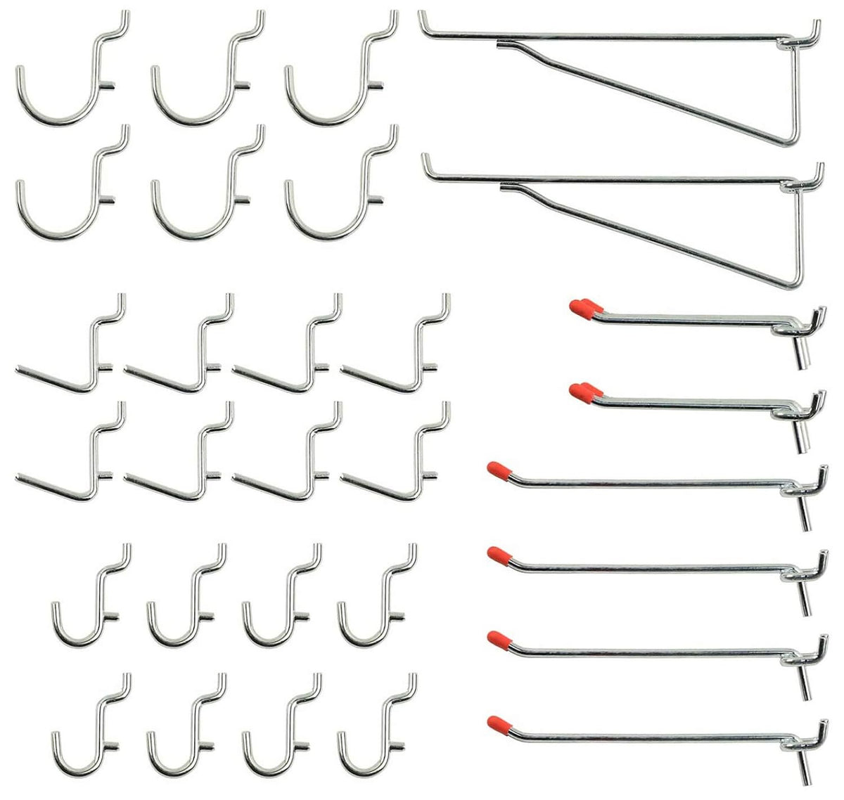 Wellmax 30pc Heavy Duty Pegboard hooks Set, Peg Board Hook Assortment and Accessories for tools, crafts, peg boards and pegs attachments. Fits 1/4 inch Peg Holes