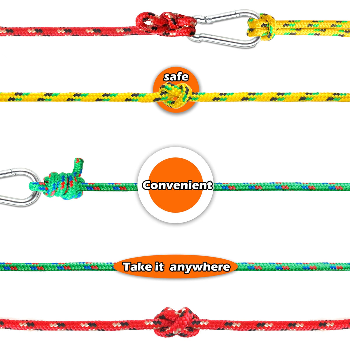 Wellmax 4 Pack 3/16" x 50ft Diamond Braided Polypropylene Rope with UV Treatment and Weather Resistant, Assorted Multi-Color
