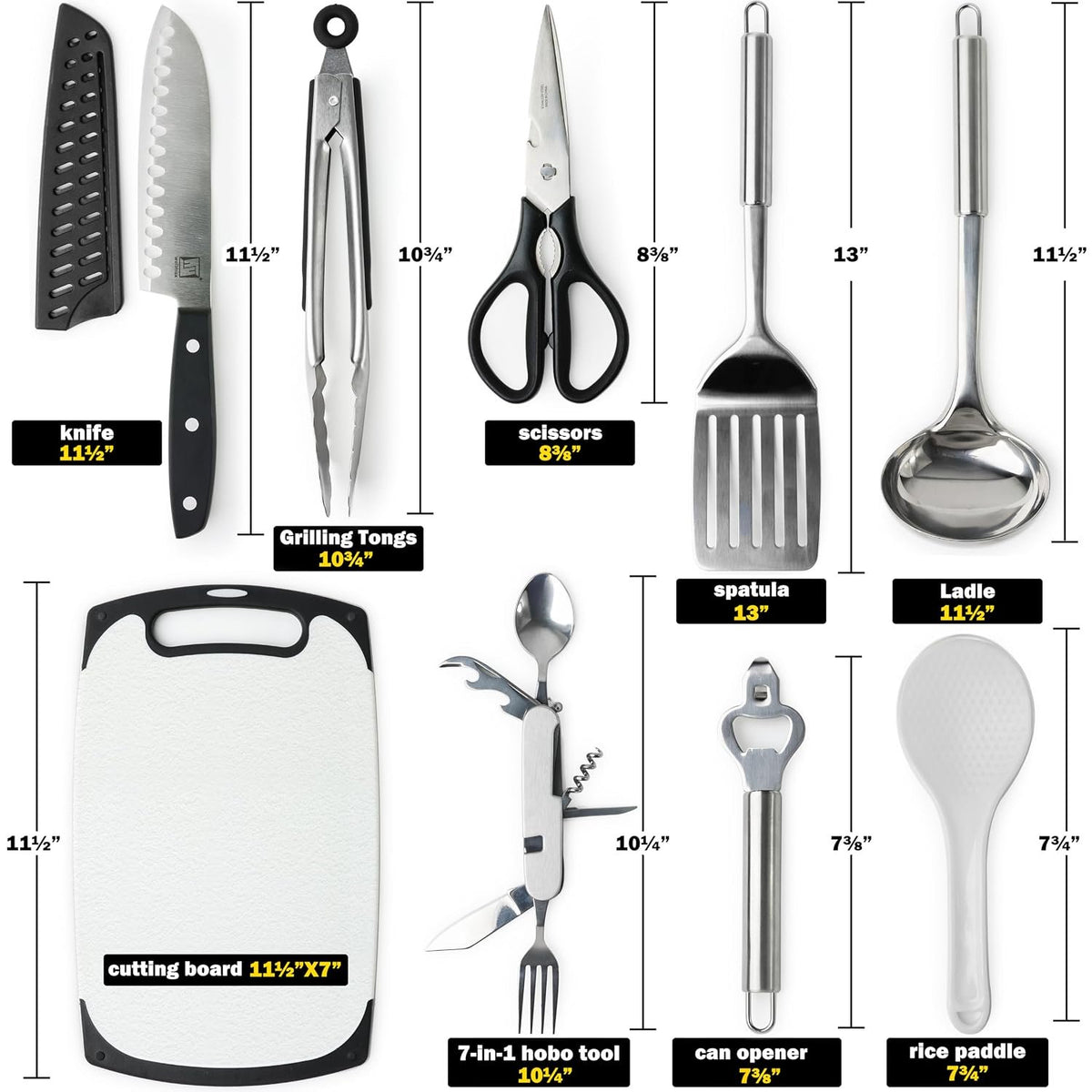 Wellmax Camping Utensils Cooking Set, Camping cookware with Kitchen Knife and Equipment, Camping Accessories and Supplies with Travel Organizer