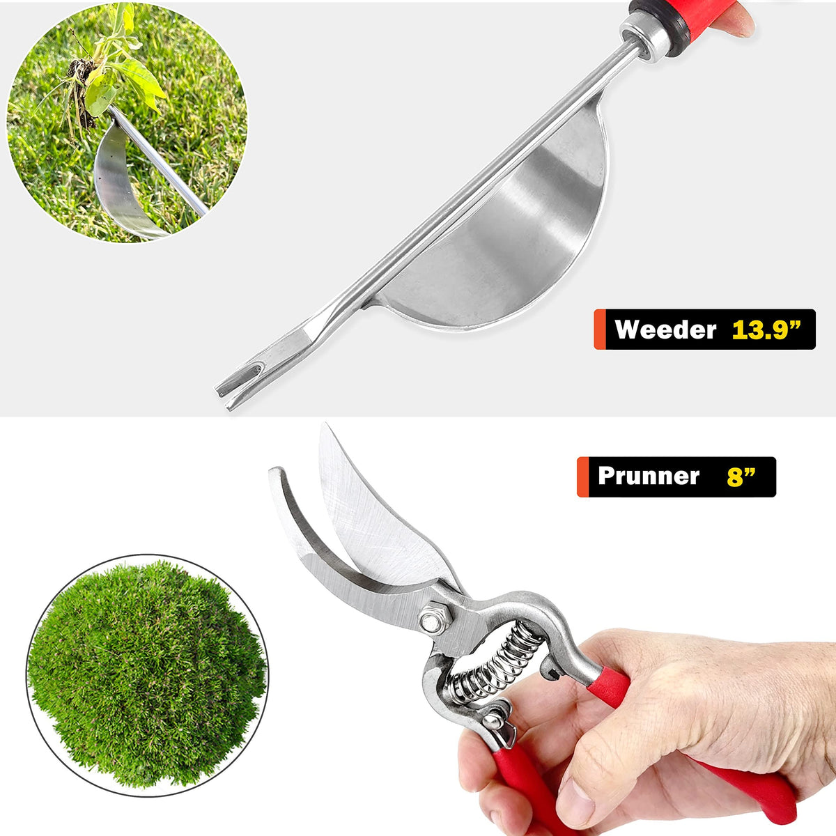 Wellmax Garden Tools Set of 12 with Gardening Gloves, Pruning Shear and 7 Piece Stainless Steel Hand Digging Tool Heavy Duty kit