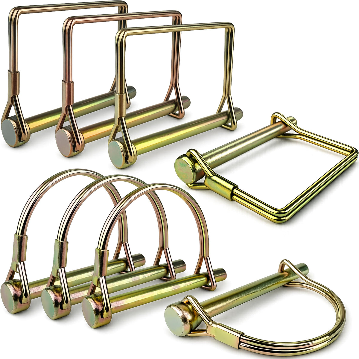 Wellmax 8-Pack Trailer Hitch Pins, 1/4" x 2-3/4" Safety Coupler Pin, Zinc-Plated Carbon Steel Wire Lock Pins for PTO, Farm, Lawn Garden Equipment, and Marine Use