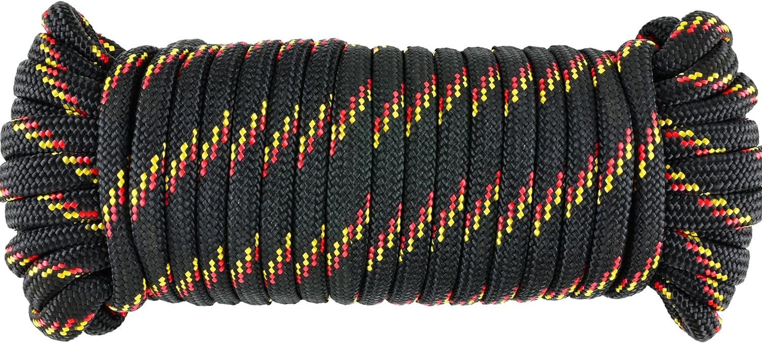 Wellmax Diamond Braid Nylon Rope – Extra Thick All Purpose Braided Flag Line Utility Line with Shock Absorption – UV Resistant, High Strength & Weather Resistant - 3/8" X 50FT