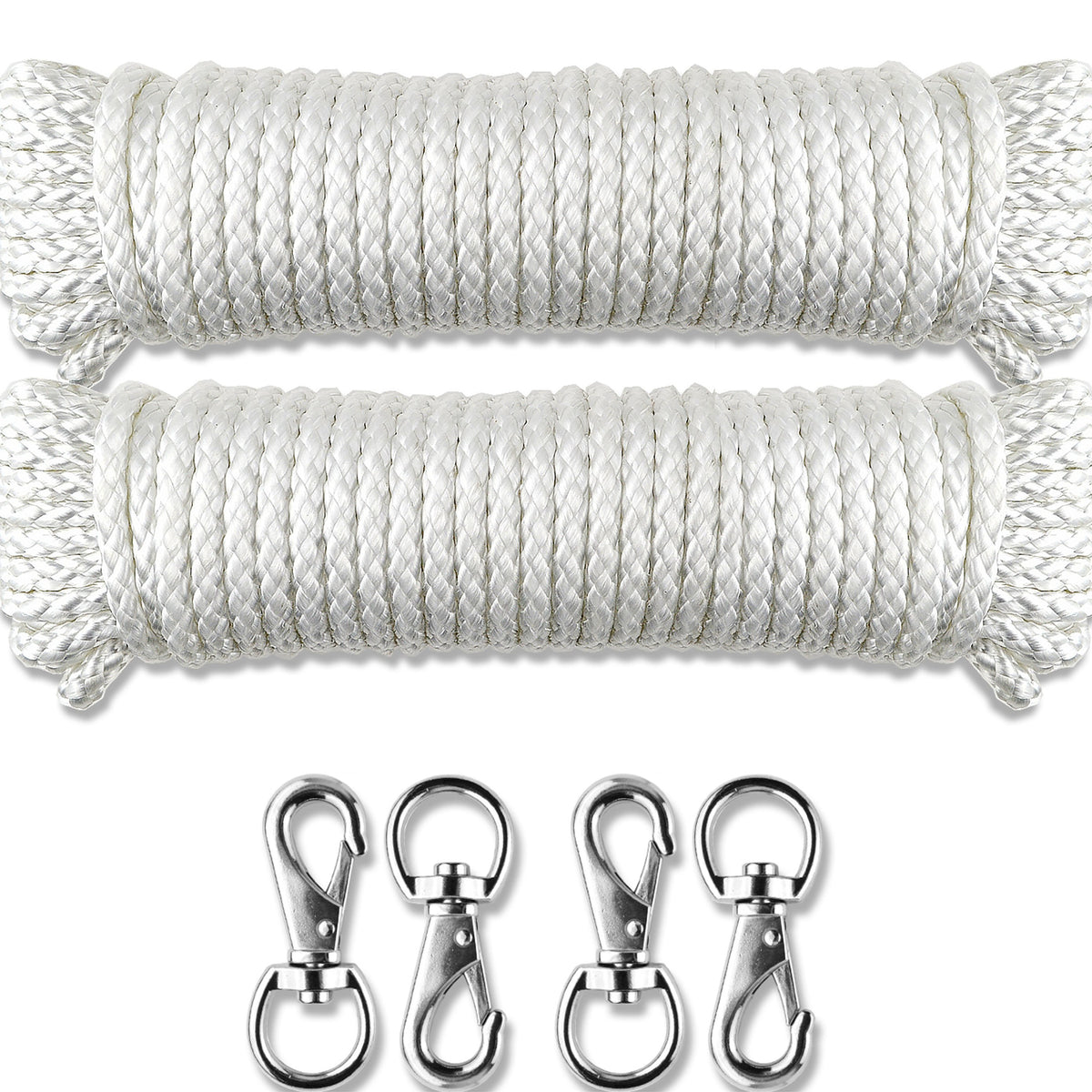 Wellmax Diamond Braided Polypropylene Rope with UV Treatment and Weather Resistant, 4 Pack 3/16 inch x 50ft Multi-Color