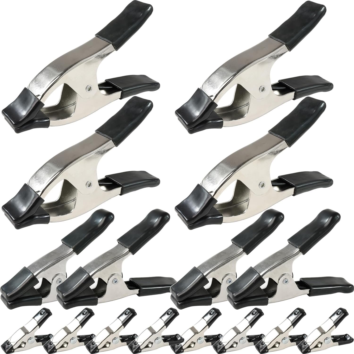 Wellmax 16PC Metal Spring Clamps Set, Heavy Duty Clips for Clamp Woodworking and Backdrops, 8pc 2 inch, 4pc 4 inch and 4pc 6 inch