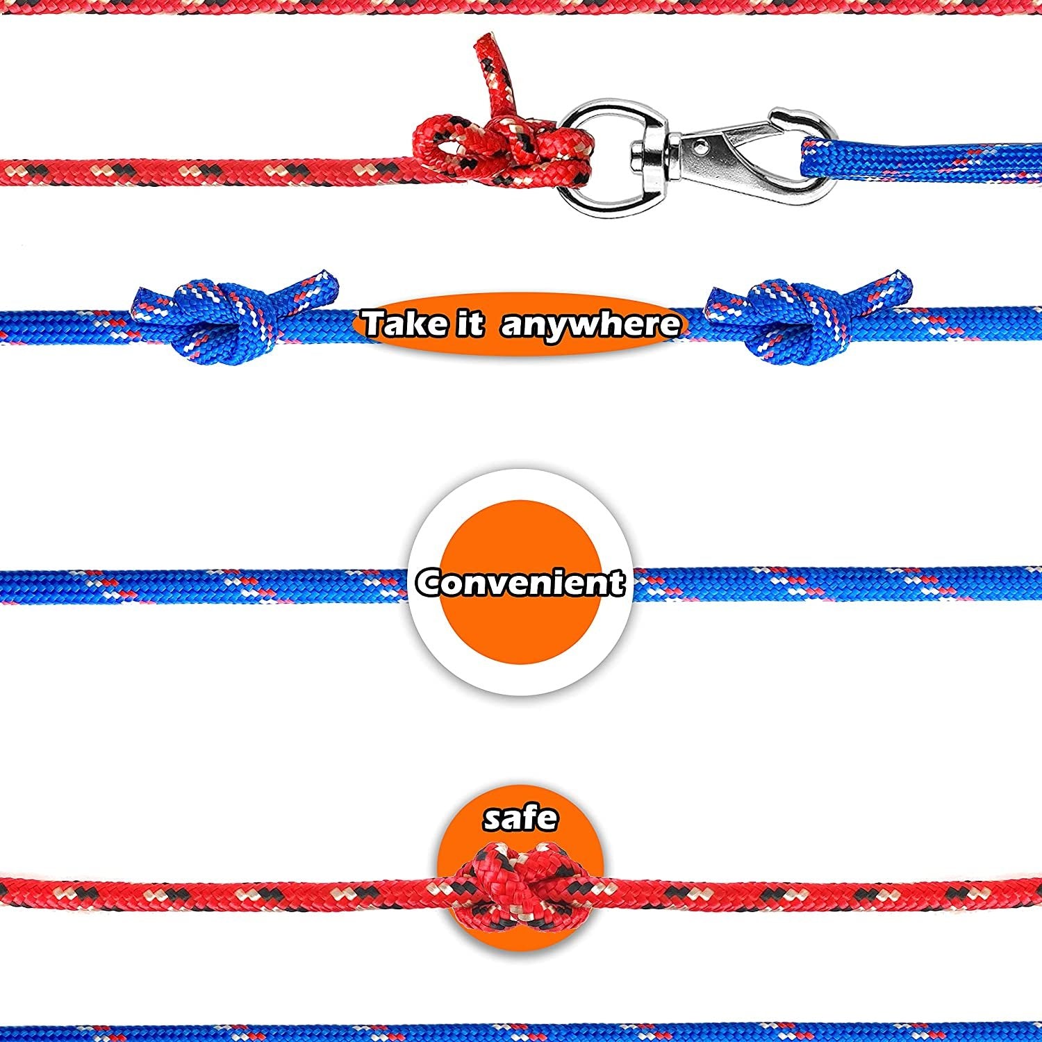 Wellmax Diamond Braided Polypropylene Rope with UV Treatment and Weather Resistant, 4 Pack 3/16 inch x 50ft Multi-Color