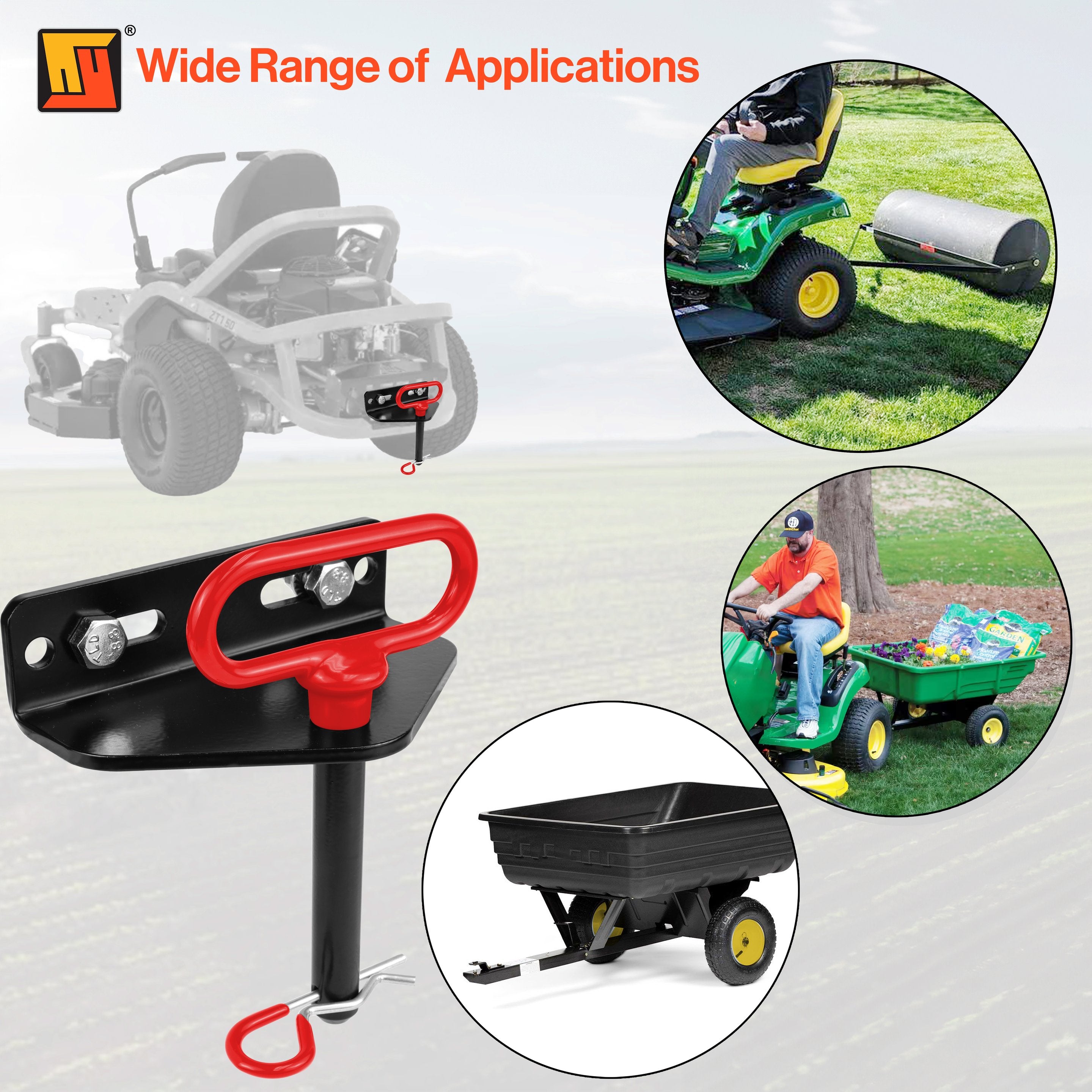 Wellmax 2PC 5/8" Diameter Trailer Hitch Pin Set - 4" and 5-1/2" Shank, with 4 Clips and Rubber-Coated Vinyl Grip, Zinc-Plated, fits 2" Receivers