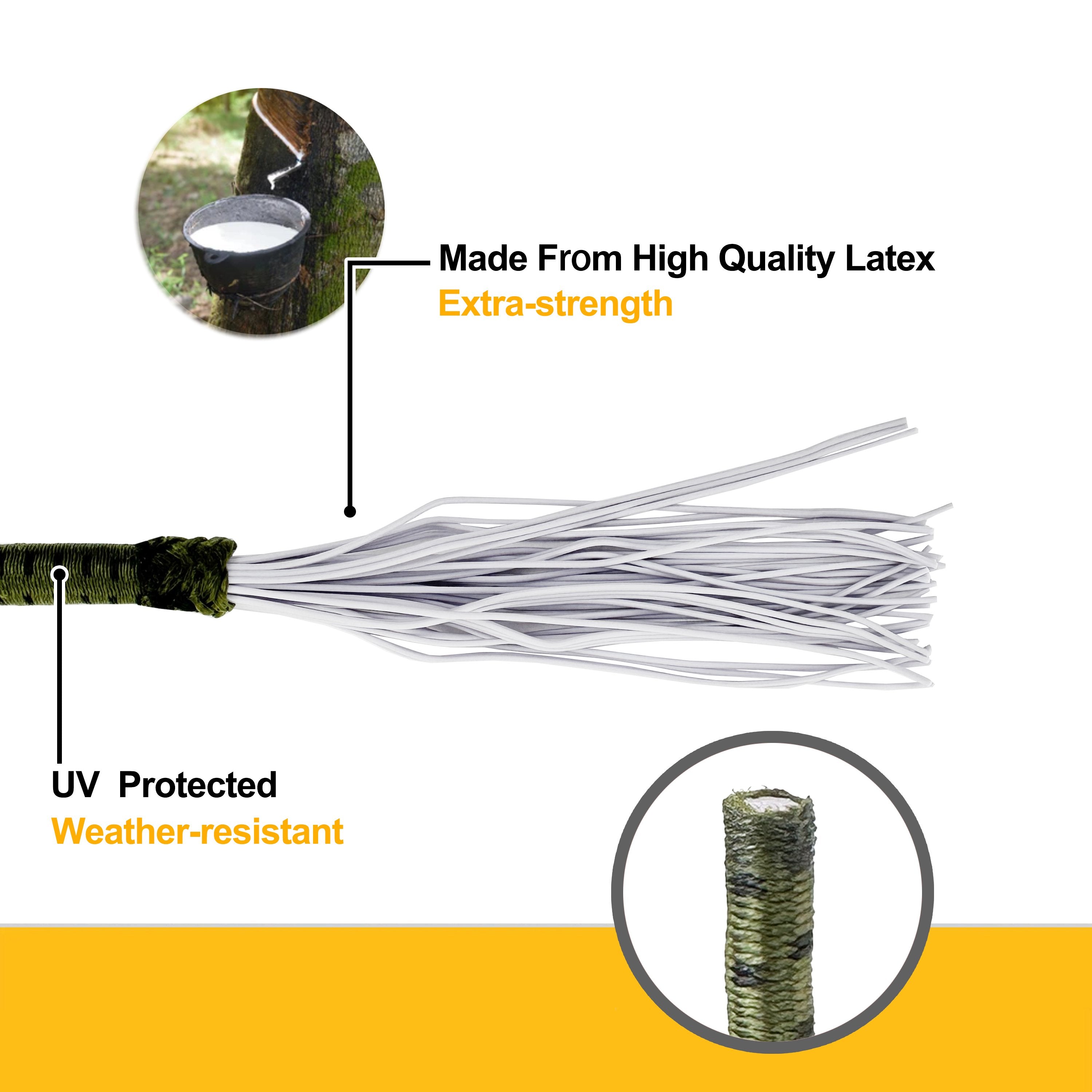 6 inch 100 Piece Heavy Duty 5mm Ball Bungee Canopy Cord by Wellmax, Green Camo Color