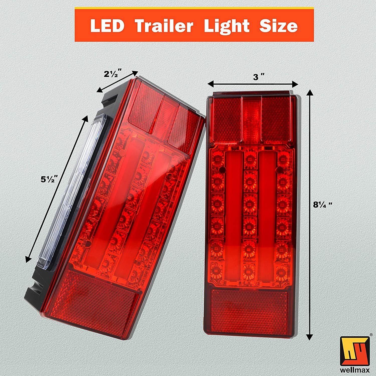 Wellmax LED Trailer Lights, Led Boat Trailer Lights Submersible, 12V Utility Marine Trailer Light Waterproof and DOT Approved