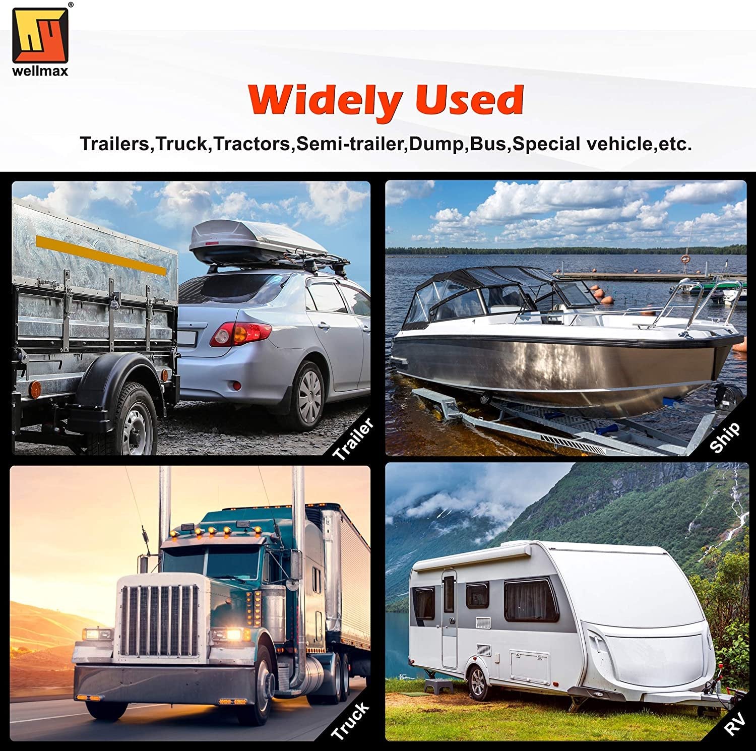 Wellmax LED Trailer Lights, Led Boat Trailer Lights Submersible, 12V Utility Marine Trailer Light Waterproof and DOT Approved