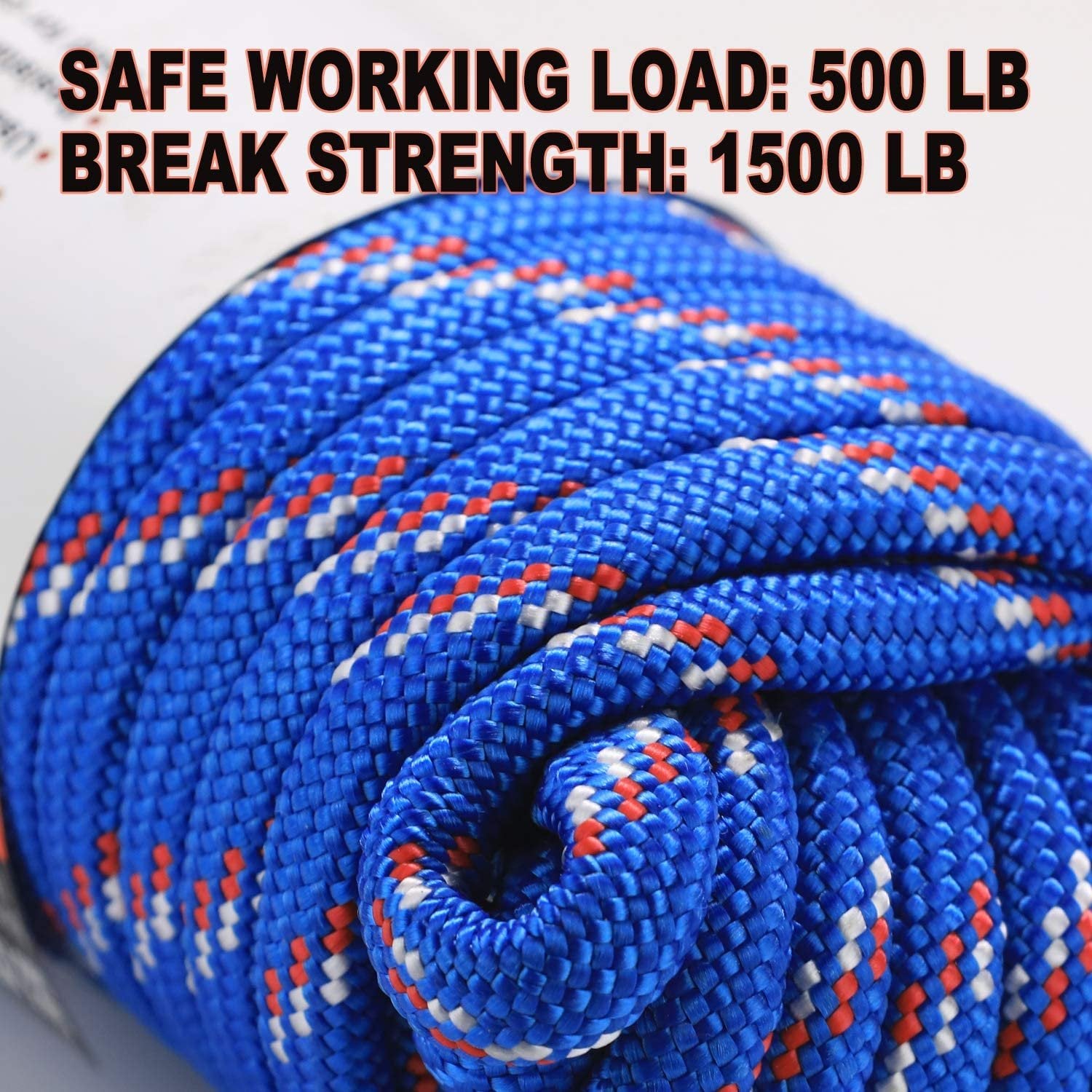 Wellmax Diamond Braid Nylon Rope – Extra Thick All Purpose Braided Flag Line Utility Line with Shock Absorption – UV Resistant, High Strength & Weather Resistant - 3/8" X 50FT