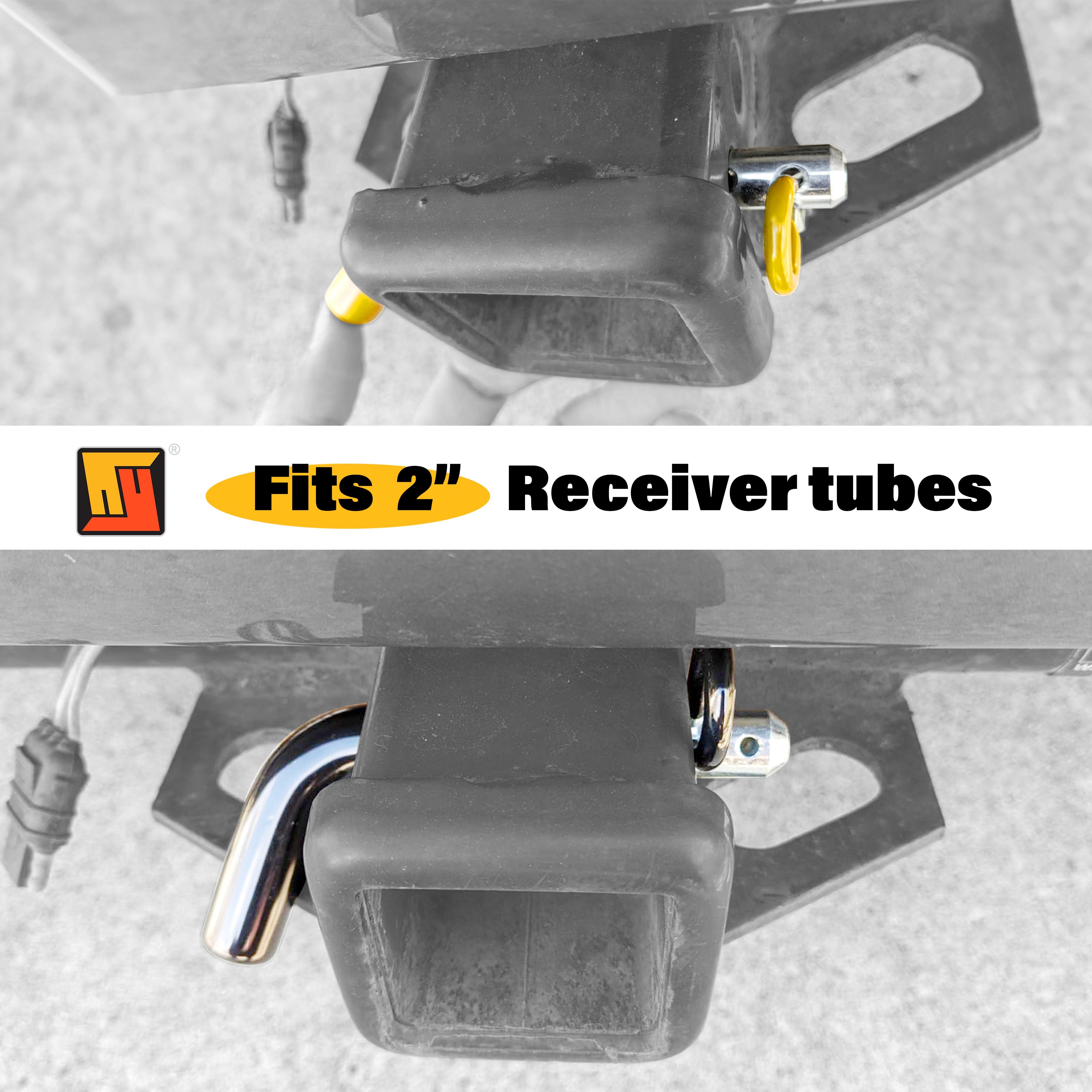 Wellmax 12PC 5/8" and 1/2" Diameter Dual Pinhole Trailer Hitch Pin Set - 3 PC 5/8"x 3-1/2" and 1 PC 1/2"x3" Shank, with Rubber-Coated Vinyl Grip and 8pcs R Clips, Zinc-Plated for 2" Receiver