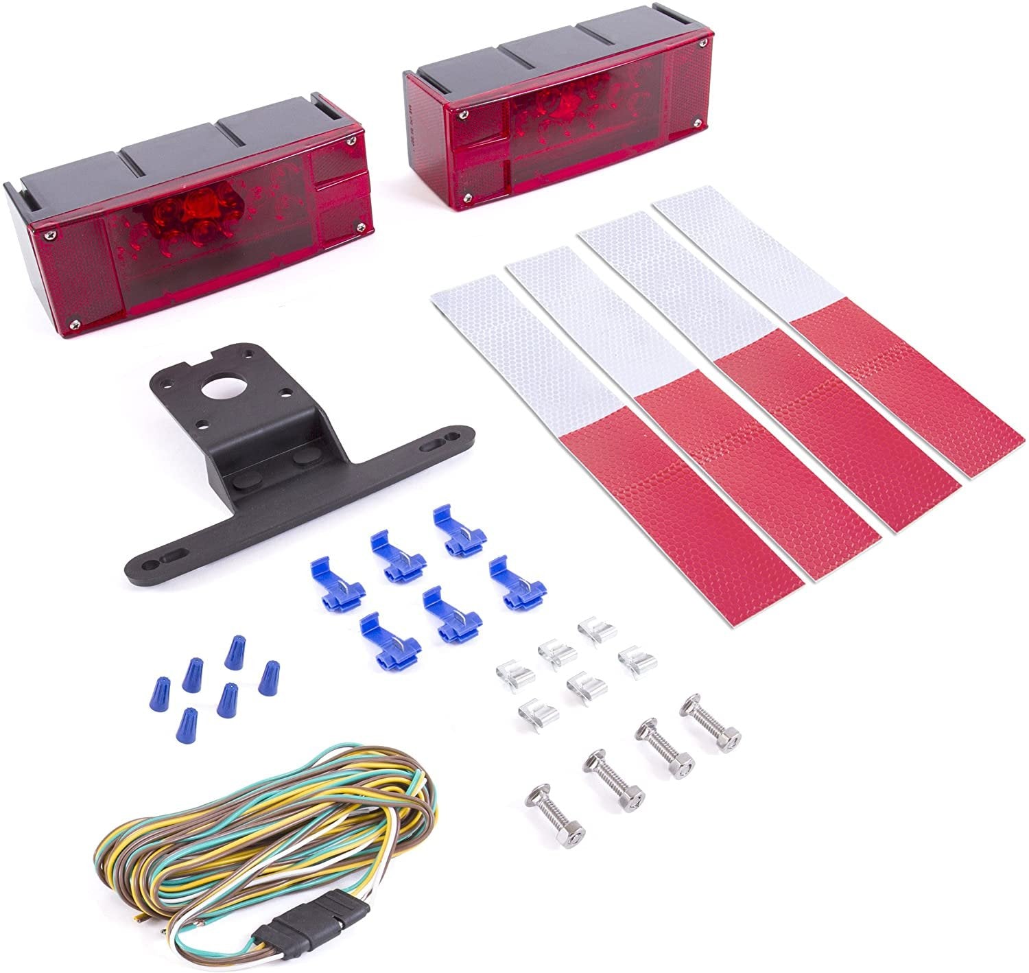 Wellmax 12V LED Trailer Lights Kit, Attachable Tail Lights for RV, Marine, Boat, Trailer, Camper, Low Profile Submersible and Waterproof