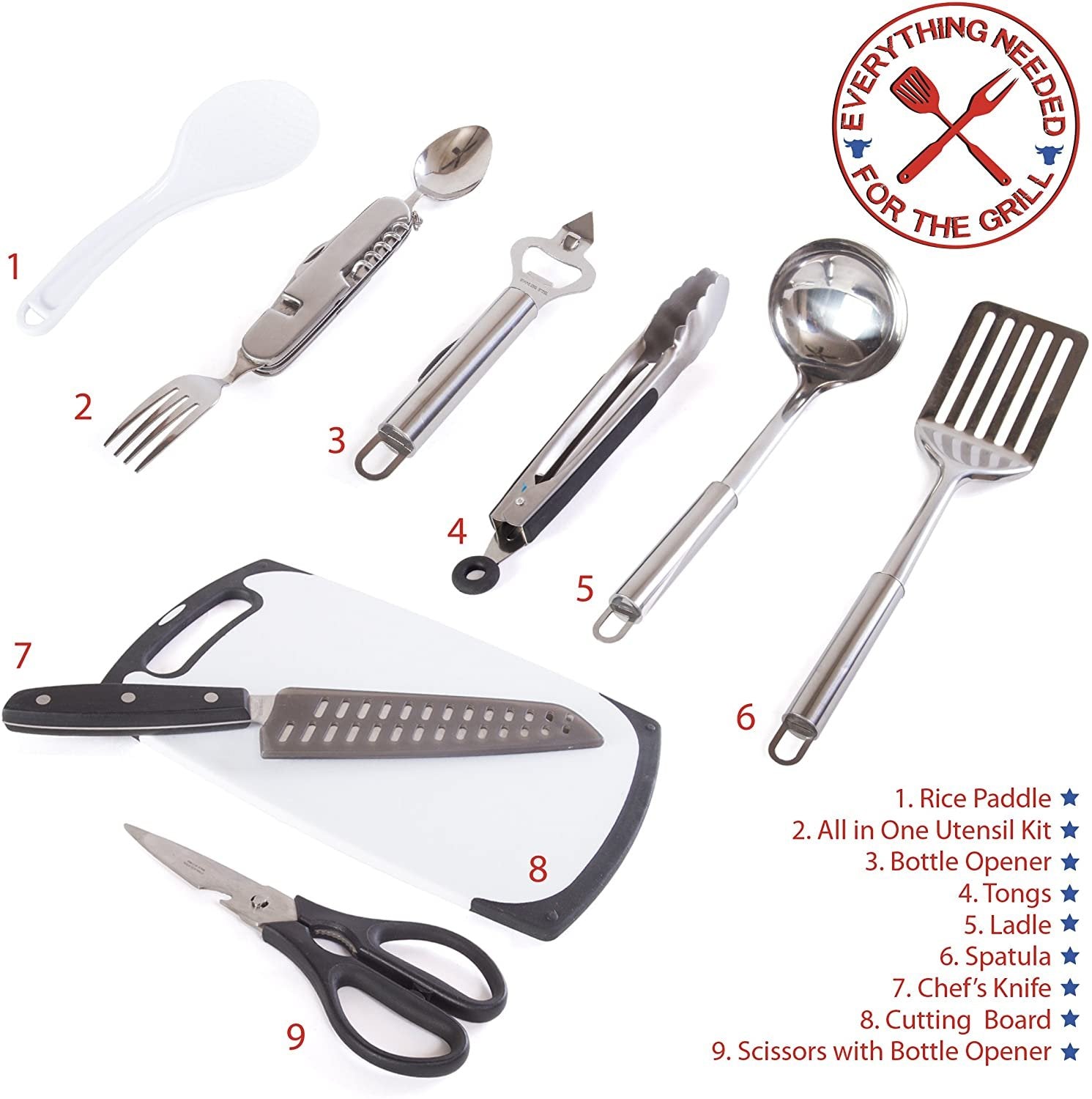 Wellmax Camping Utensils Cooking Set, Camping cookware with Kitchen Knife and Equipment, Camping Accessories and Supplies with Travel Organizer, Grey Camo Color