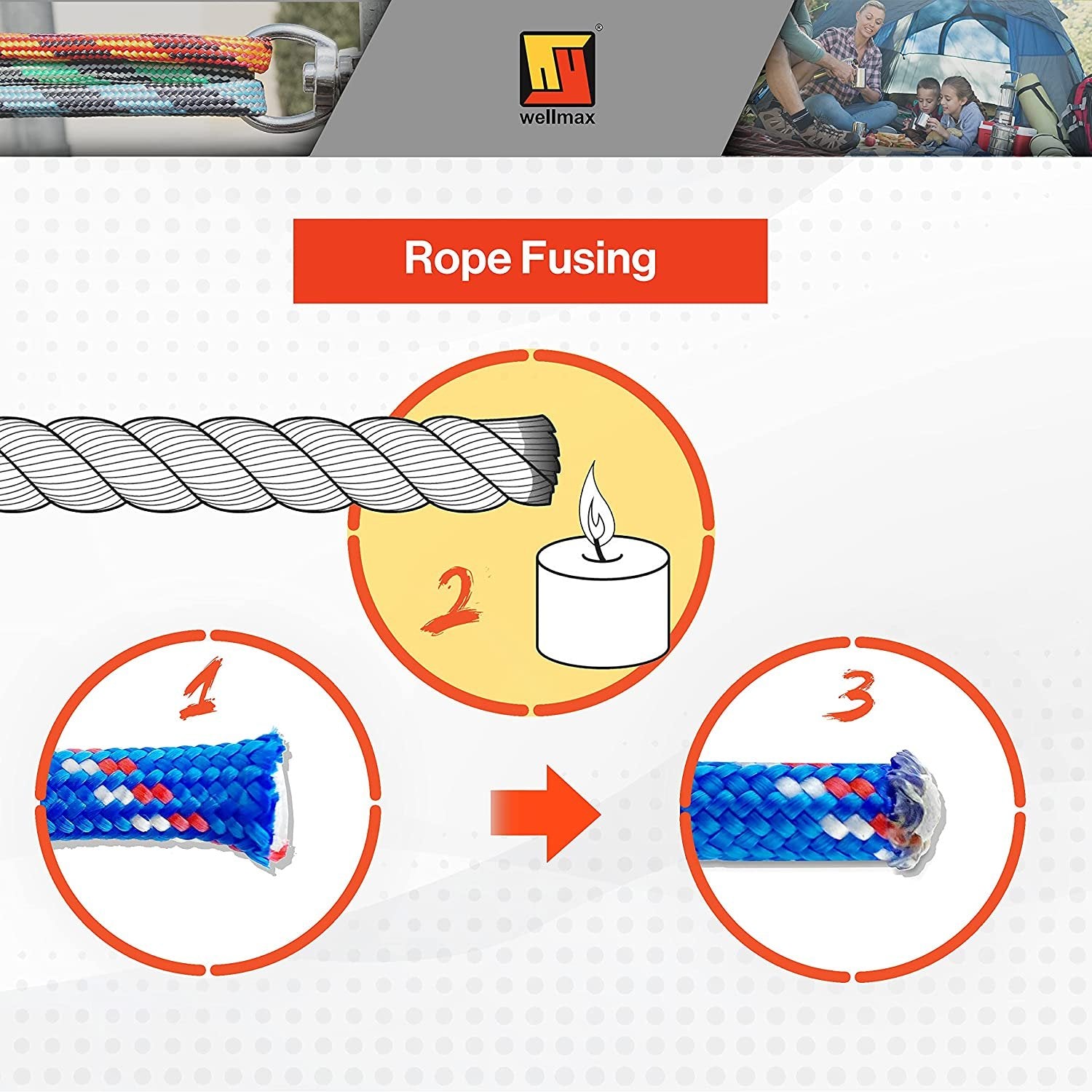 Wellmax Diamond Braided Polypropylene Rope with UV Treatment and Weather Resistant, 4 Pack 3/16 inch x 50ft Multi-Color