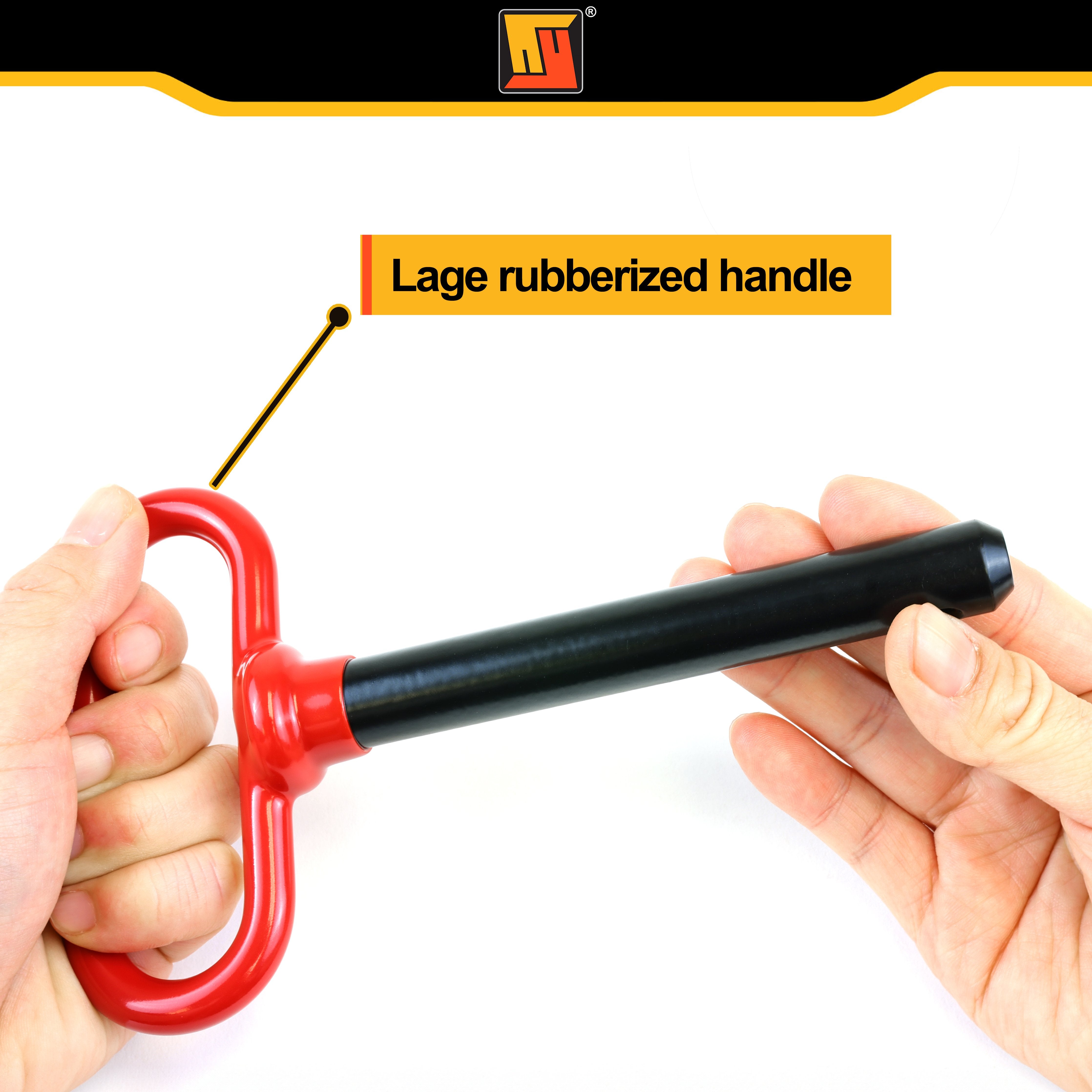 Wellmax 2-Pack 5/8" x 4-1/2" Steel Hitch Pin with 4pcs 3" R Clip, Clevis Pin Hitch with Rubber-Coated Handle, Red Color