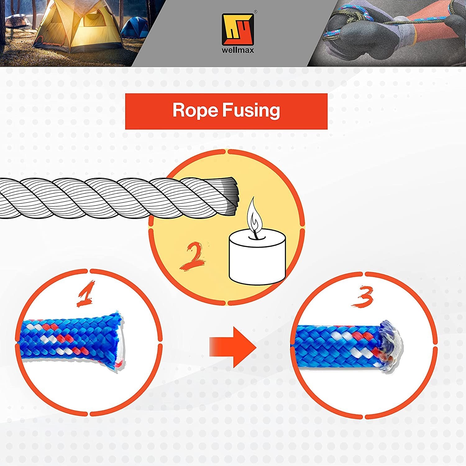 Wellmax Diamond Braided Polypropylene Rope with UV Treatment and Weather Resistant, 4 Pack 3/16 inch x 50ft Multi-Color