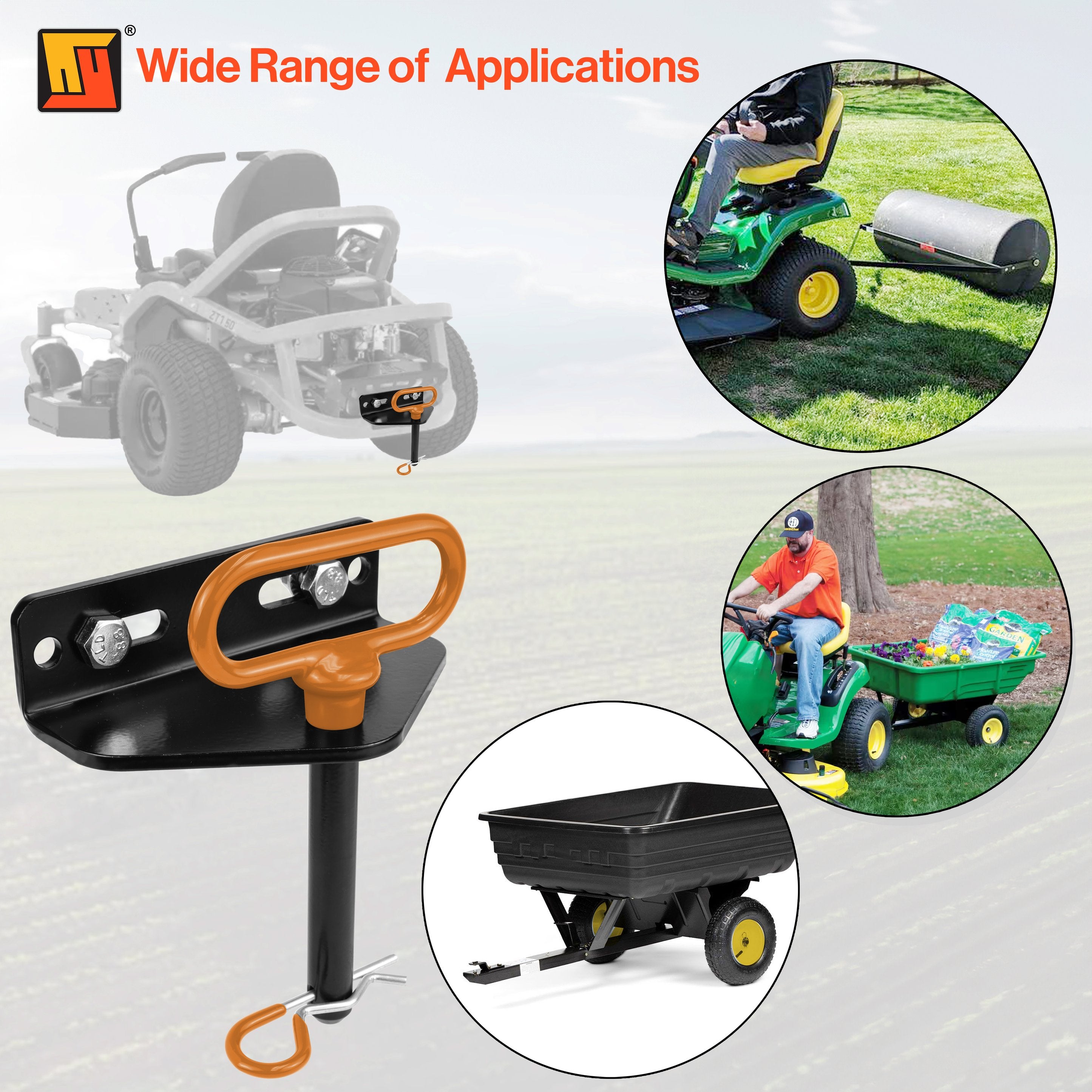 Wellmax 2-Pack 5/8" x 4-1/2" Steel Hitch Pin with 4pcs 3" R Clip, Clevis Pin Hitch with Rubber-Coated Handle, Yellow-Brown Color