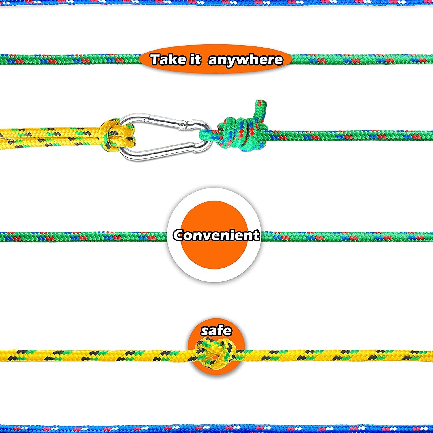 Wellmax Diamond Braided Polypropylene Rope with UV Treatment and Weather Resistant, 4 Pack 3/16 inch x 50ft Multi-Color