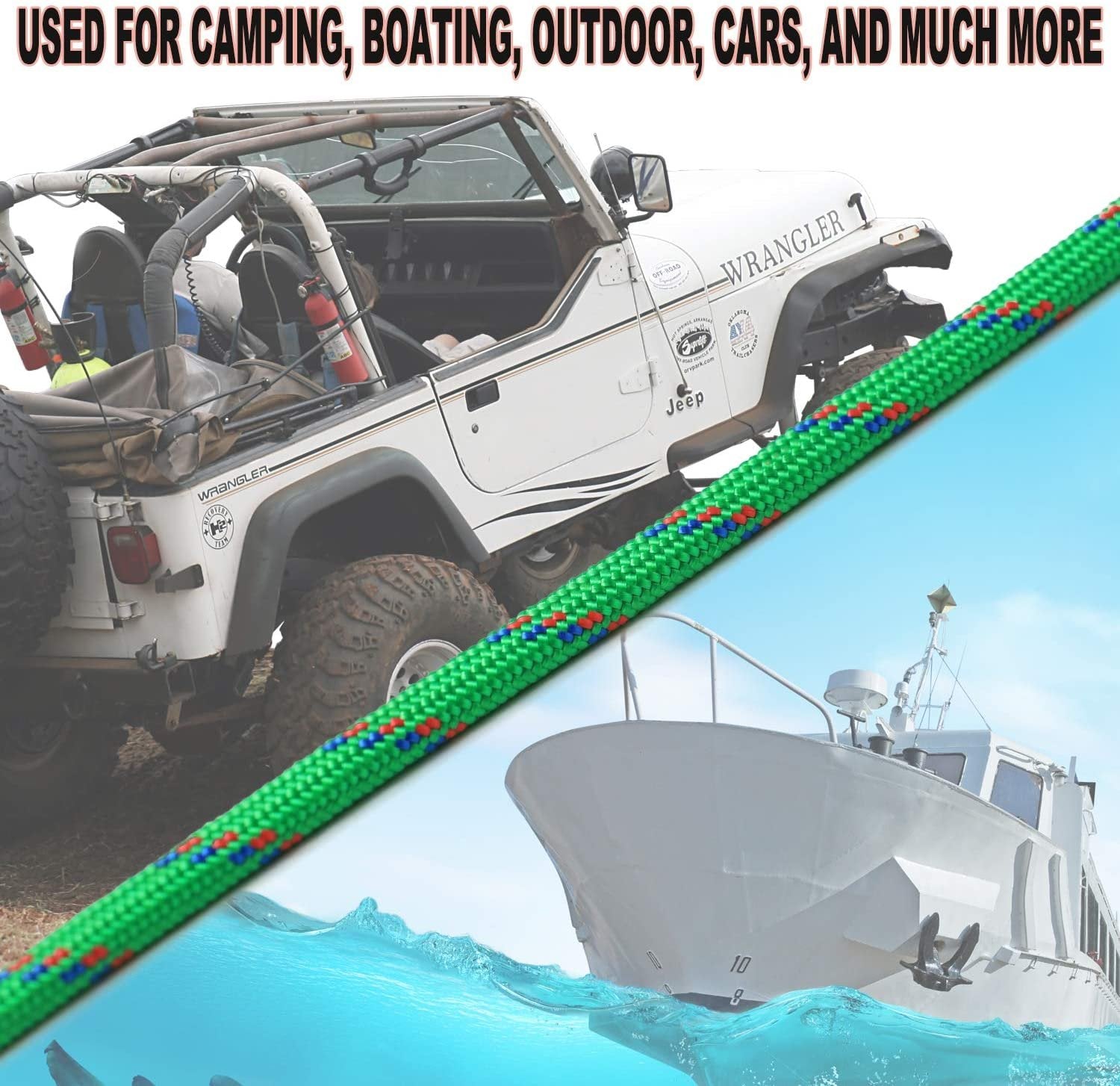 Wellmax Diamond Braid Nylon Rope – Extra Thick All Purpose Braided Flag Line Utility Line with Shock Absorption – UV Resistant, High Strength & Weather Resistant - 3/8" X 50FT