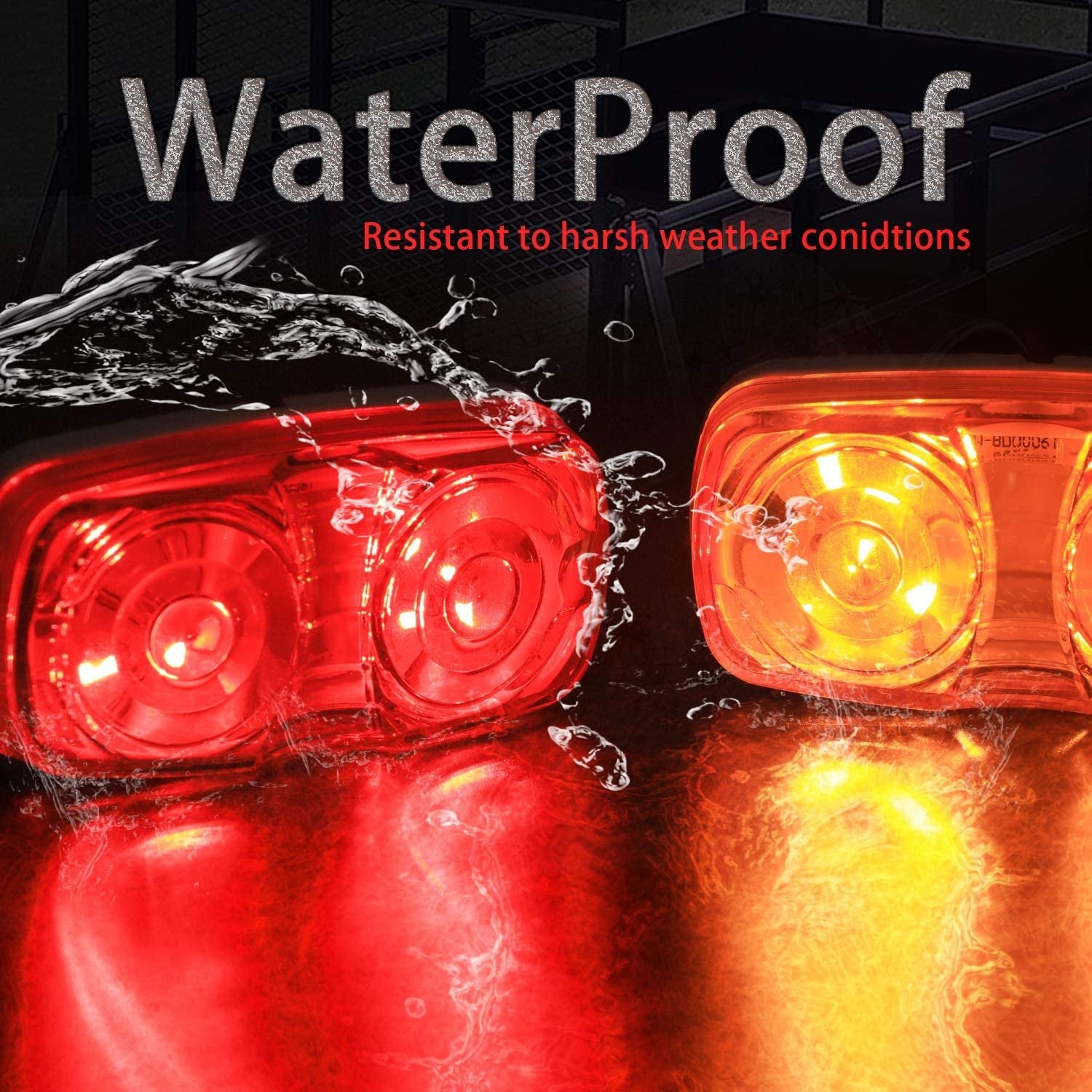 Wellmax LED Trailer Marker Lights, 6 Red and 6 Amber Combination Bullseye Lights, Rear and Side Exterior Clearance Surface and Sleeper Panel Mount, 12V Universal Fit