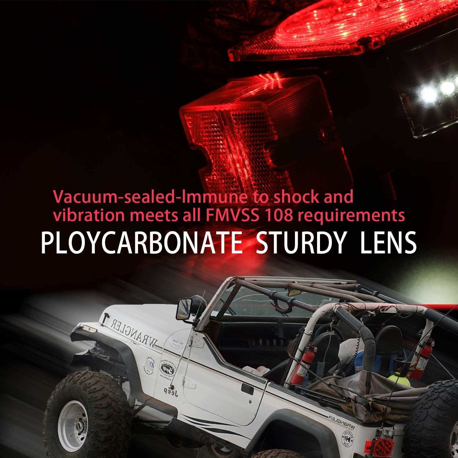 Wellmax 12V LED Trailer Lights Kit, Submersible Tail Lights for RV, Marine, Boat, Trailer Over 80 inches