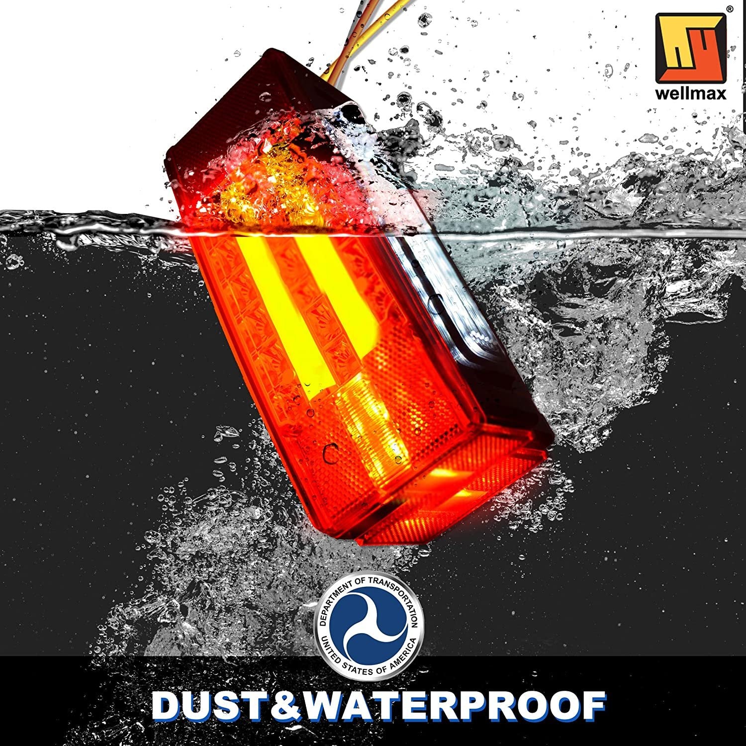 Wellmax LED Trailer Lights, Led Boat Trailer Lights Submersible, 12V Utility Marine Trailer Light Waterproof and DOT Approved