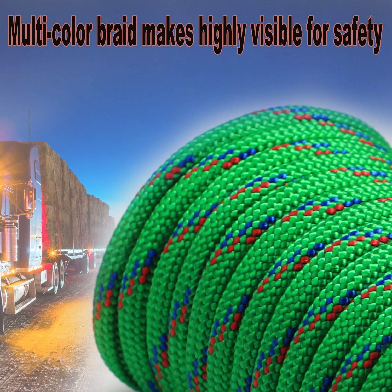 Wellmax Diamond Braid Nylon Rope – Extra Thick All Purpose Braided Flag Line Utility Line with Shock Absorption – UV Resistant, High Strength & Weather Resistant - 3/8" X 50FT