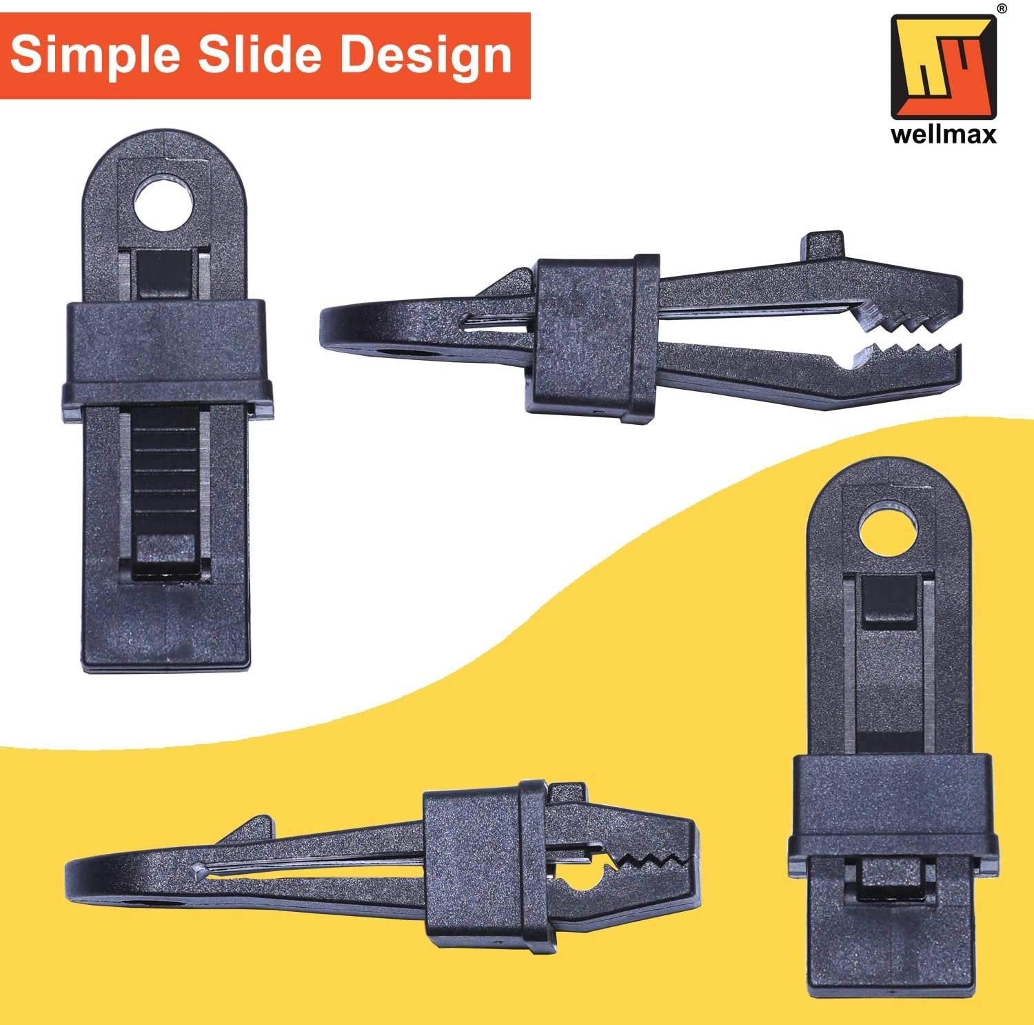 Wellmax Heavy Duty Tarp Clips 12 Pieces, Multi-Purpose Awning Clamps Set with Strong Lock Grip for Holding Up Tarp, Canopy, Sun Shade, Car Cover, Boat Cover and Pool Cover
