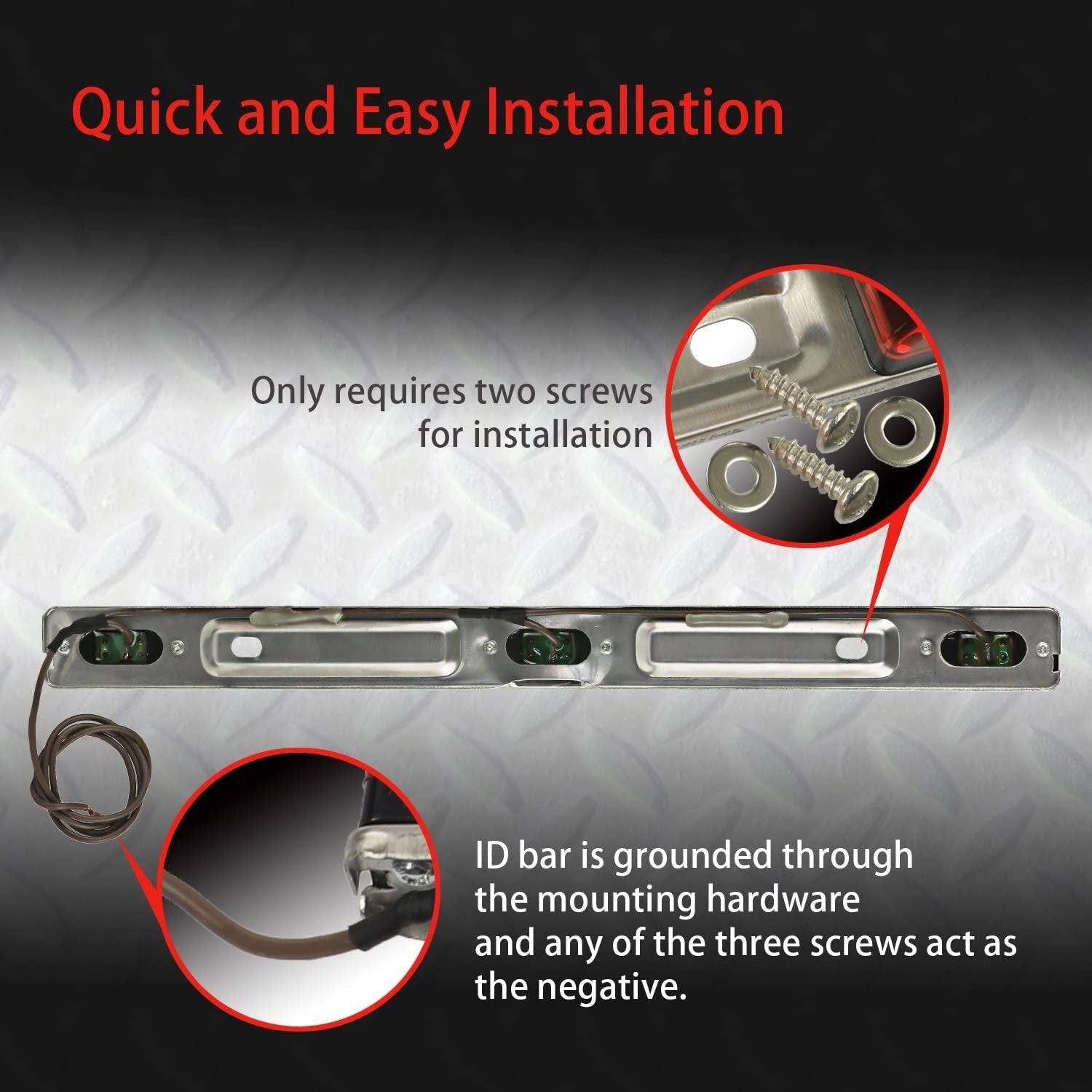 9 LED ID Light Bar and Trailer Lights Set of 4, Waterproof and Submersible Clearance and License Plate Markers, Red Taillights for Rear and Side of Truck, Boat, Camper, Pickup, RV, Surface Mount