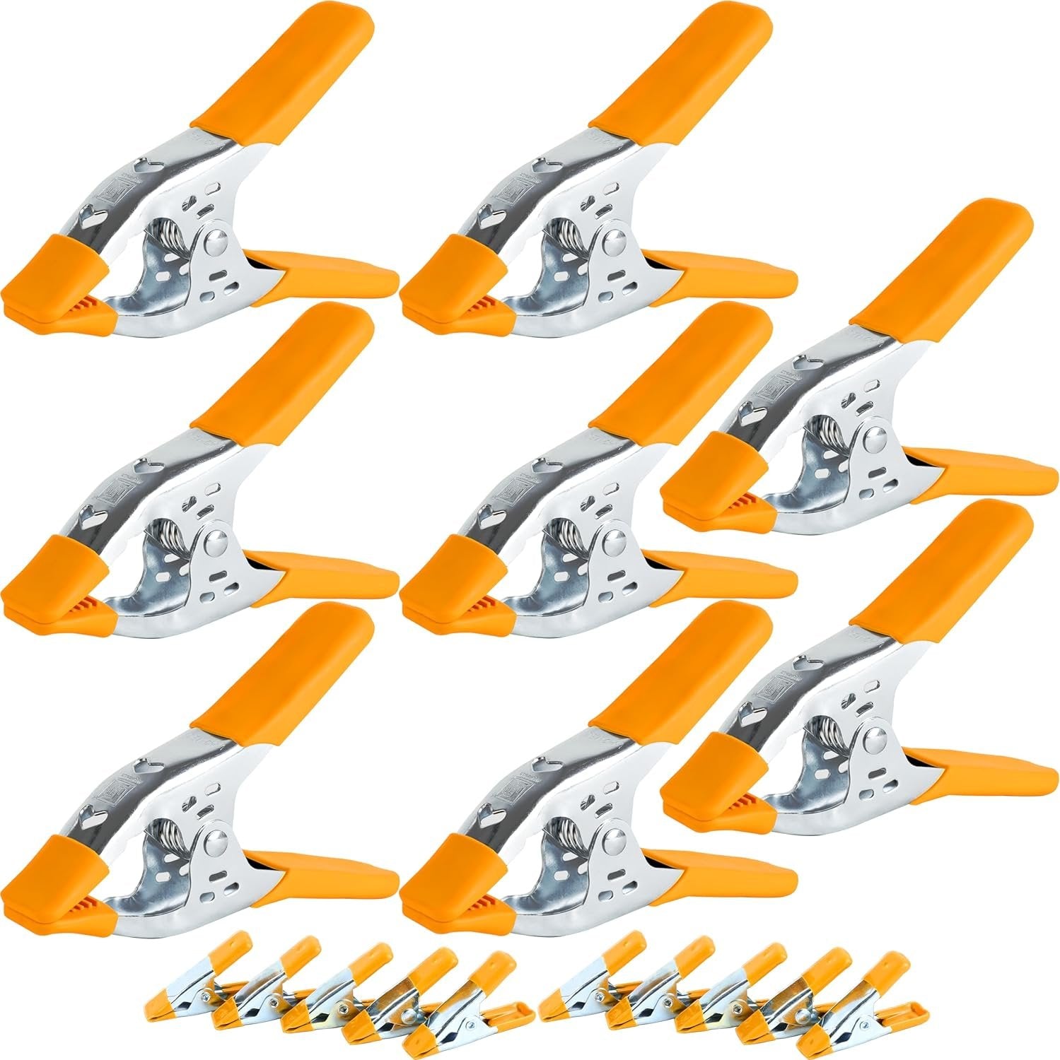 Wellmax 18PC Heavy Duty Spring Clamps Set - Large Metal Clamps for Woodworking, Photo Booth, and More - Includes 10pc 2in, 8pc 6in Clamps