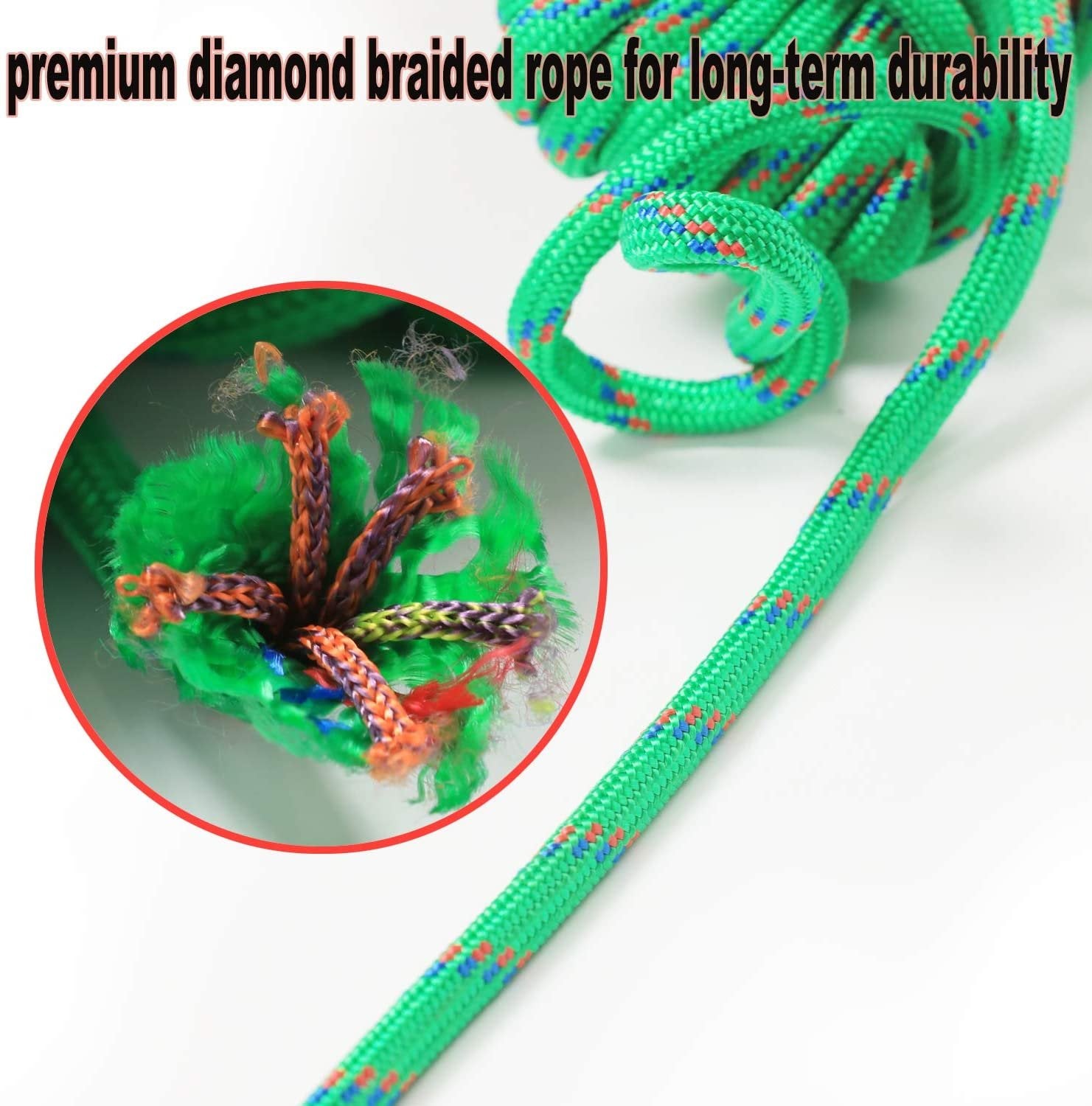 Wellmax Diamond Braid Nylon Rope – Extra Thick All Purpose Braided Flag Line Utility Line with Shock Absorption – UV Resistant, High Strength & Weather Resistant - 3/8" X 50FT