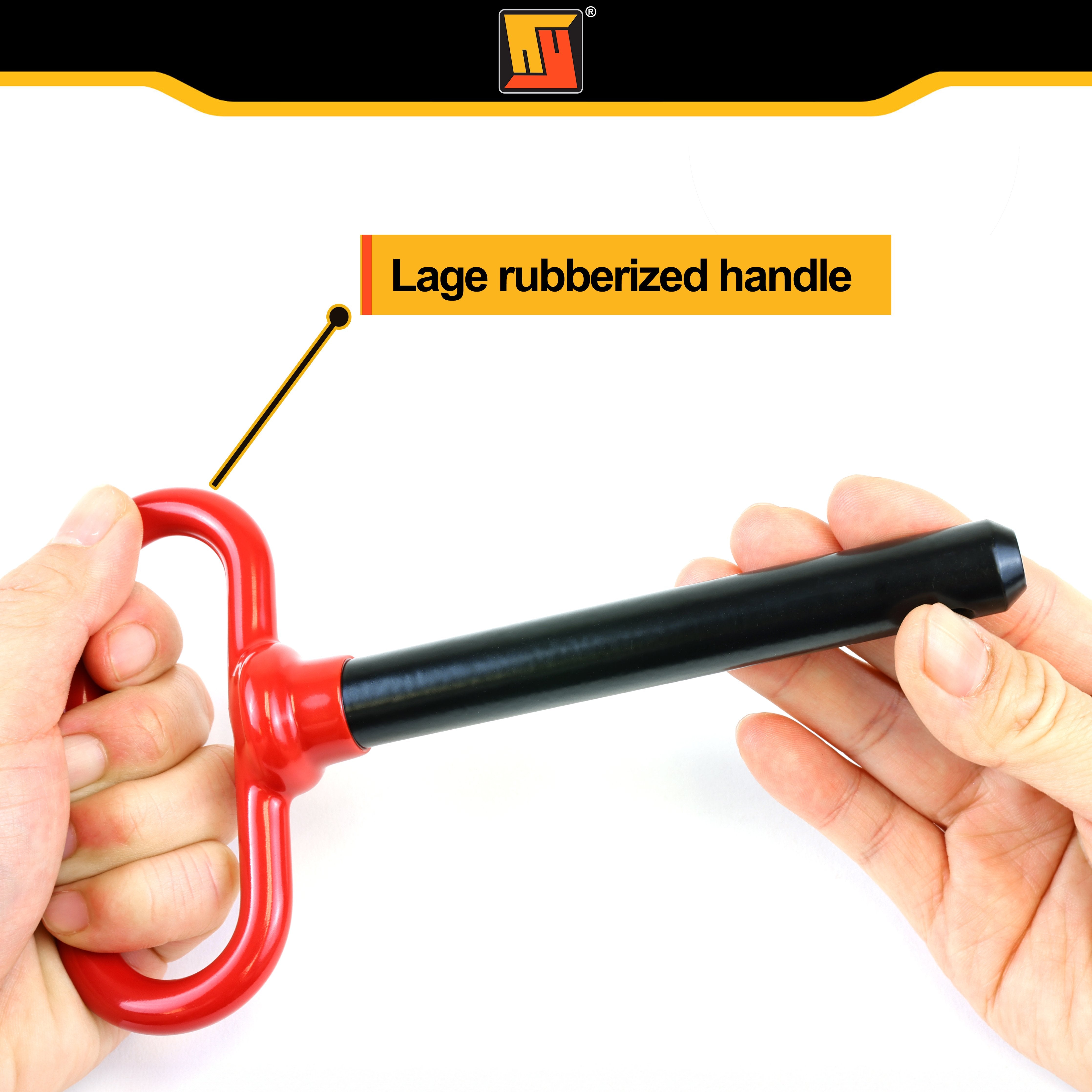 Wellmax 2PC 5/8" Diameter Trailer Hitch Pin Set - 4" and 5-1/2" Shank, with 4 Clips and Rubber-Coated Vinyl Grip, Zinc-Plated, fits 2" Receivers