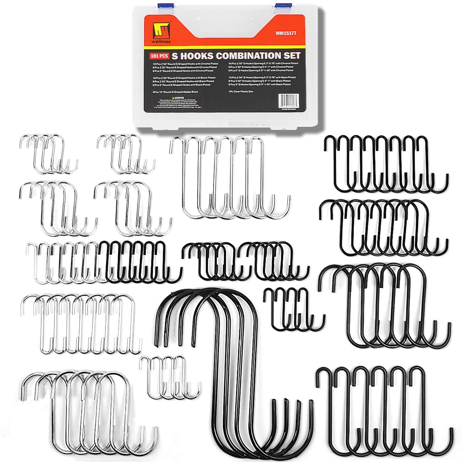 heavy duty s hooks for hanging plants Wellmax 101pc S Hooks for Hanging, Heavy Duty S Shaped Hooks, Combinat