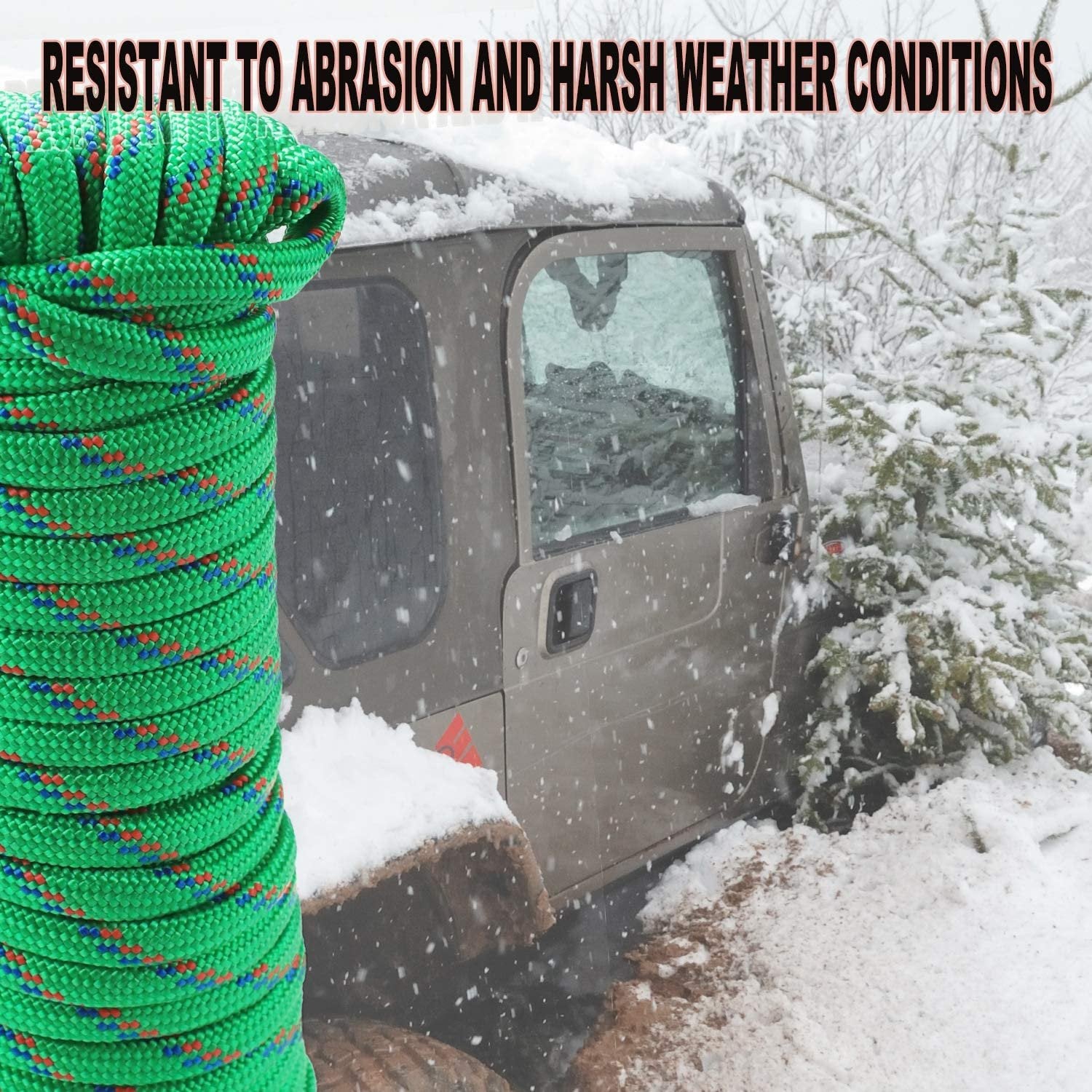 Wellmax Diamond Braid Nylon Rope – Extra Thick All Purpose Braided Flag Line Utility Line with Shock Absorption – UV Resistant, High Strength & Weather Resistant - 3/8" X 50FT