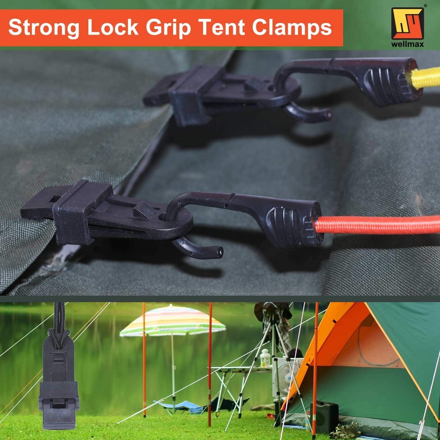Wellmax Heavy Duty Tarp Clips 12 Pieces, Multi-Purpose Awning Clamps Set with Strong Lock Grip for Holding Up Tarp, Canopy, Sun Shade, Car Cover, Boat Cover and Pool Cover