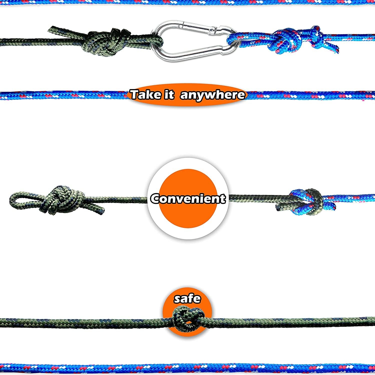 Wellmax Diamond Braided Polypropylene Rope with UV Treatment and Weather Resistant, 4 Pack 3/16 inch x 50ft Multi-Color