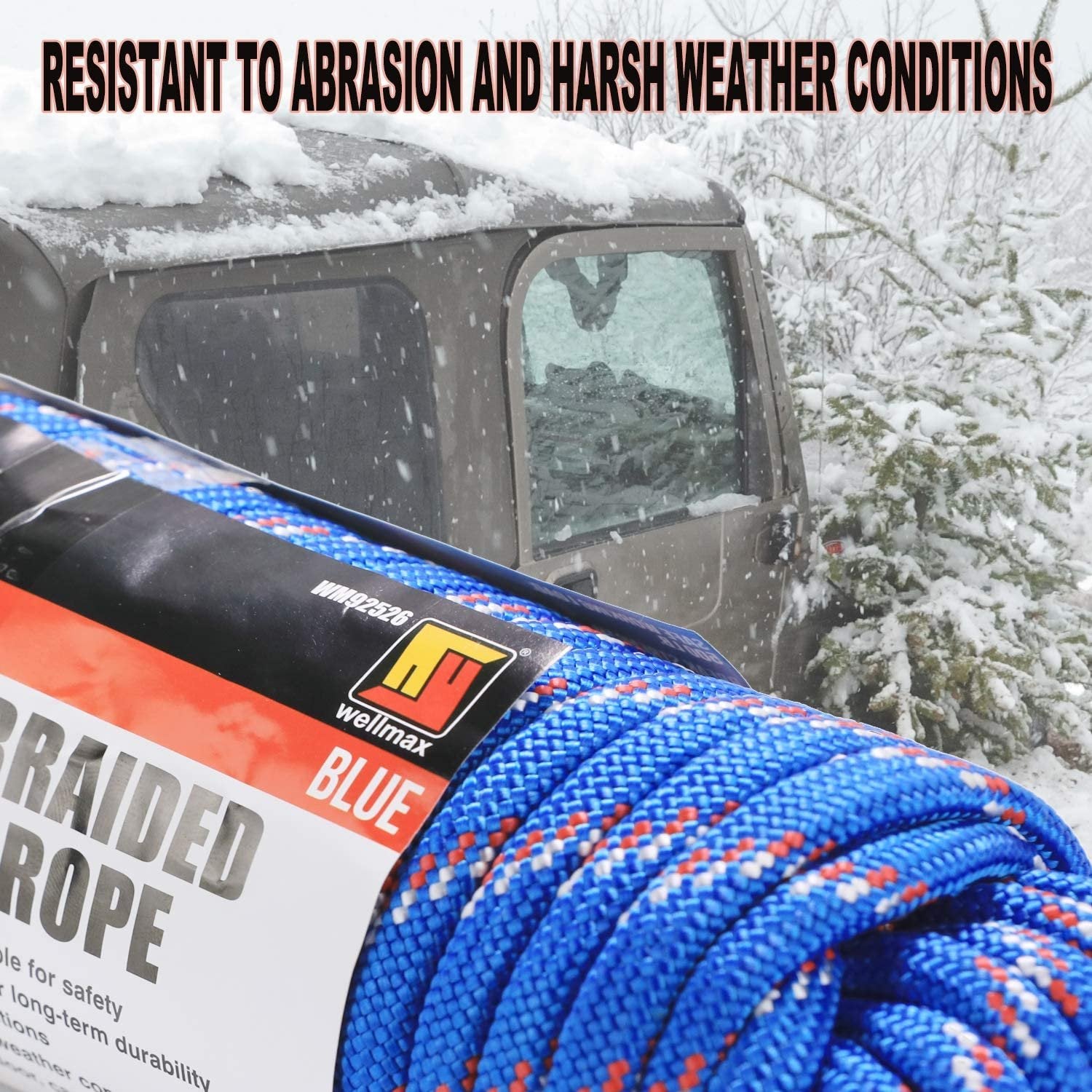 Wellmax Diamond Braid Nylon Rope – Extra Thick All Purpose Braided Flag Line Utility Line with Shock Absorption – UV Resistant, High Strength & Weather Resistant - 3/8" X 50FT